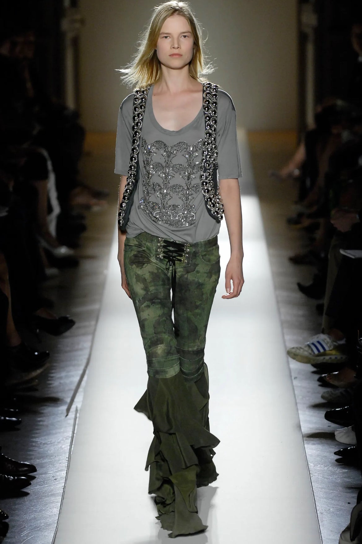 Balmain SS08 Flared Lace Up Biker Pants