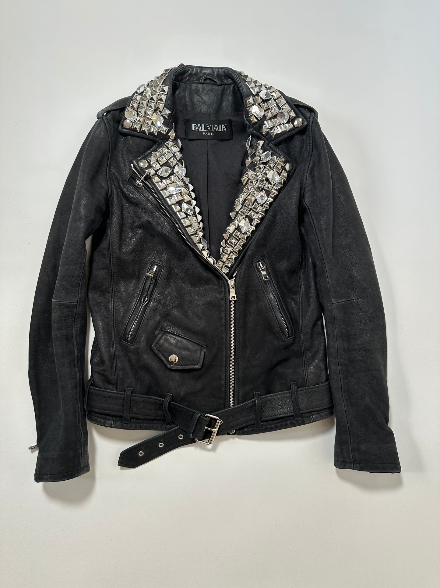 Balmain SS11 Studded Crystal Biker Jacket