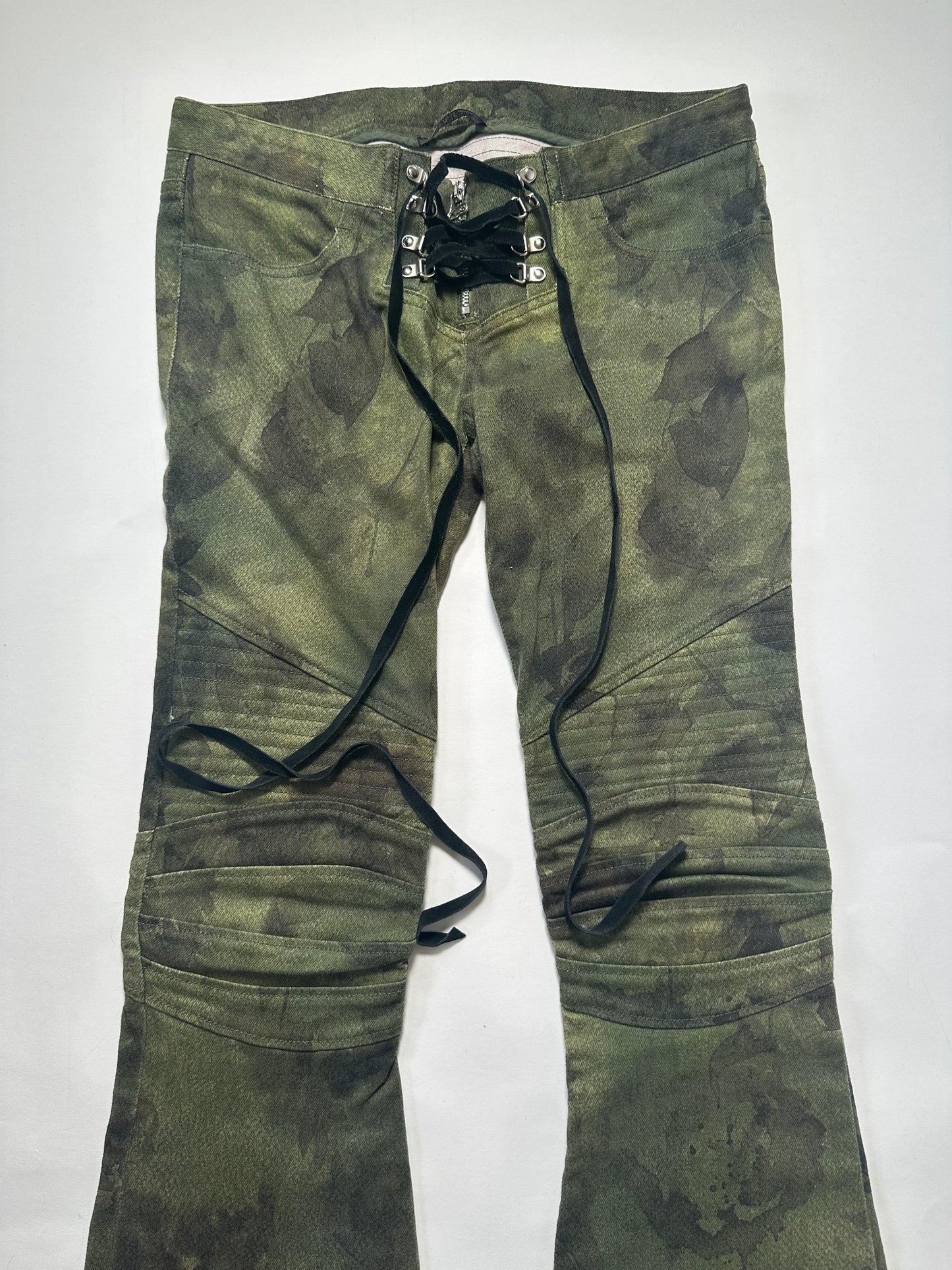 Balmain SS08 Flared Lace Up Biker Pants