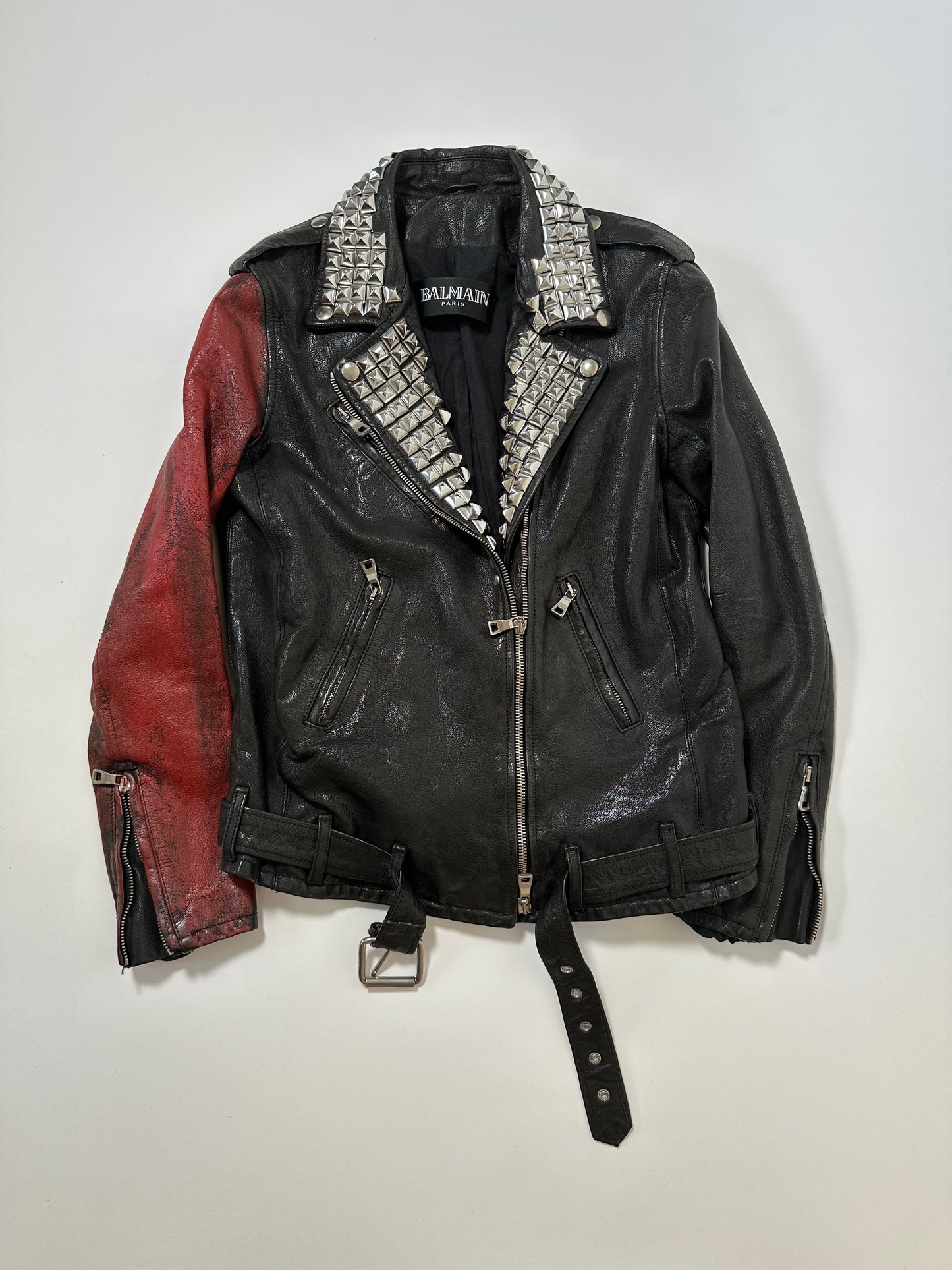 Balmain SS11 Runway Red Sleeve Leather Jacket