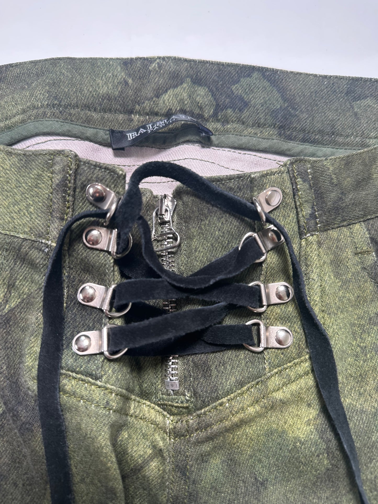 Balmain SS08 Flared Lace Up Biker Pants