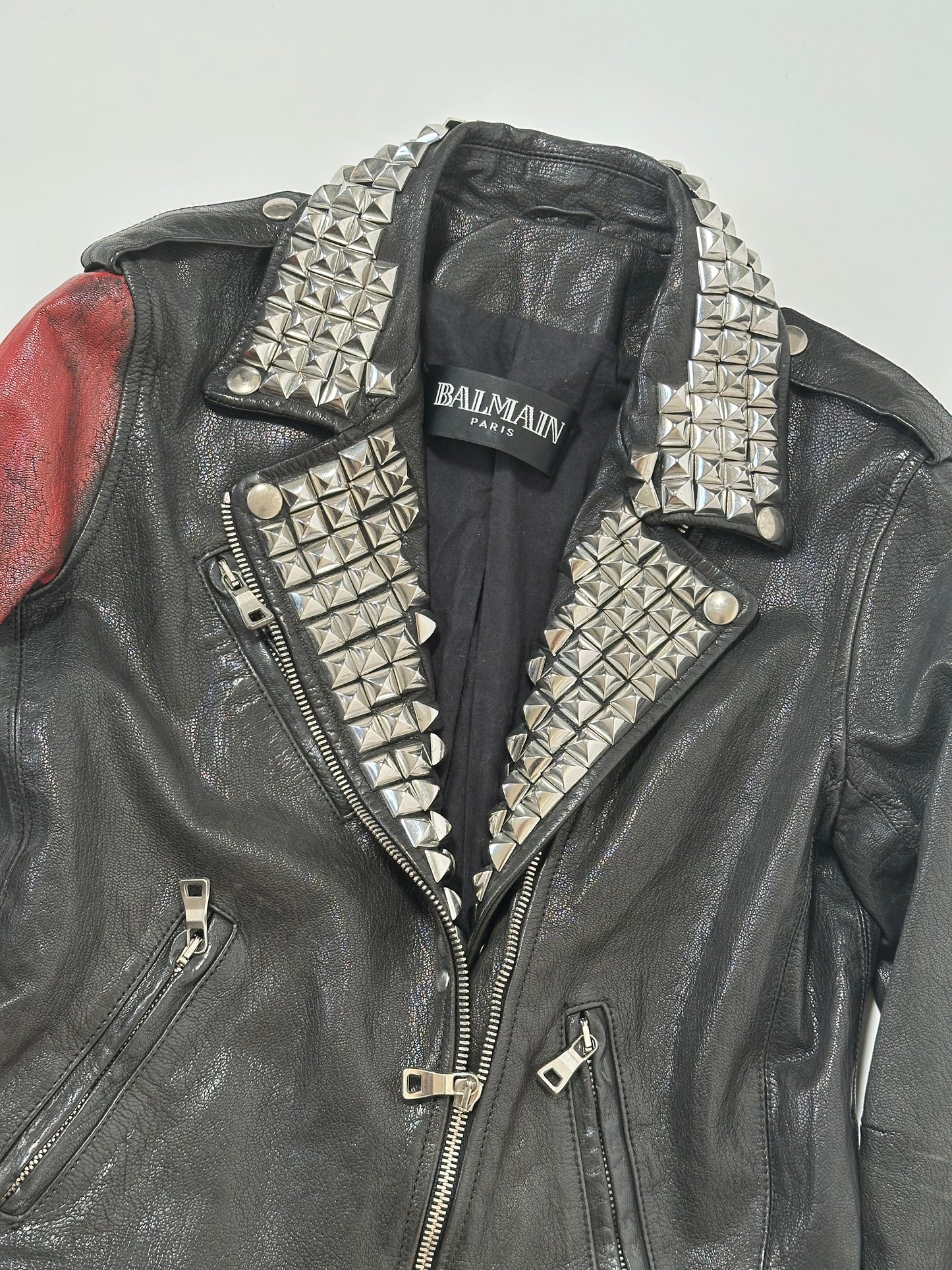Balmain SS11 Runway Red Sleeve Leather Jacket