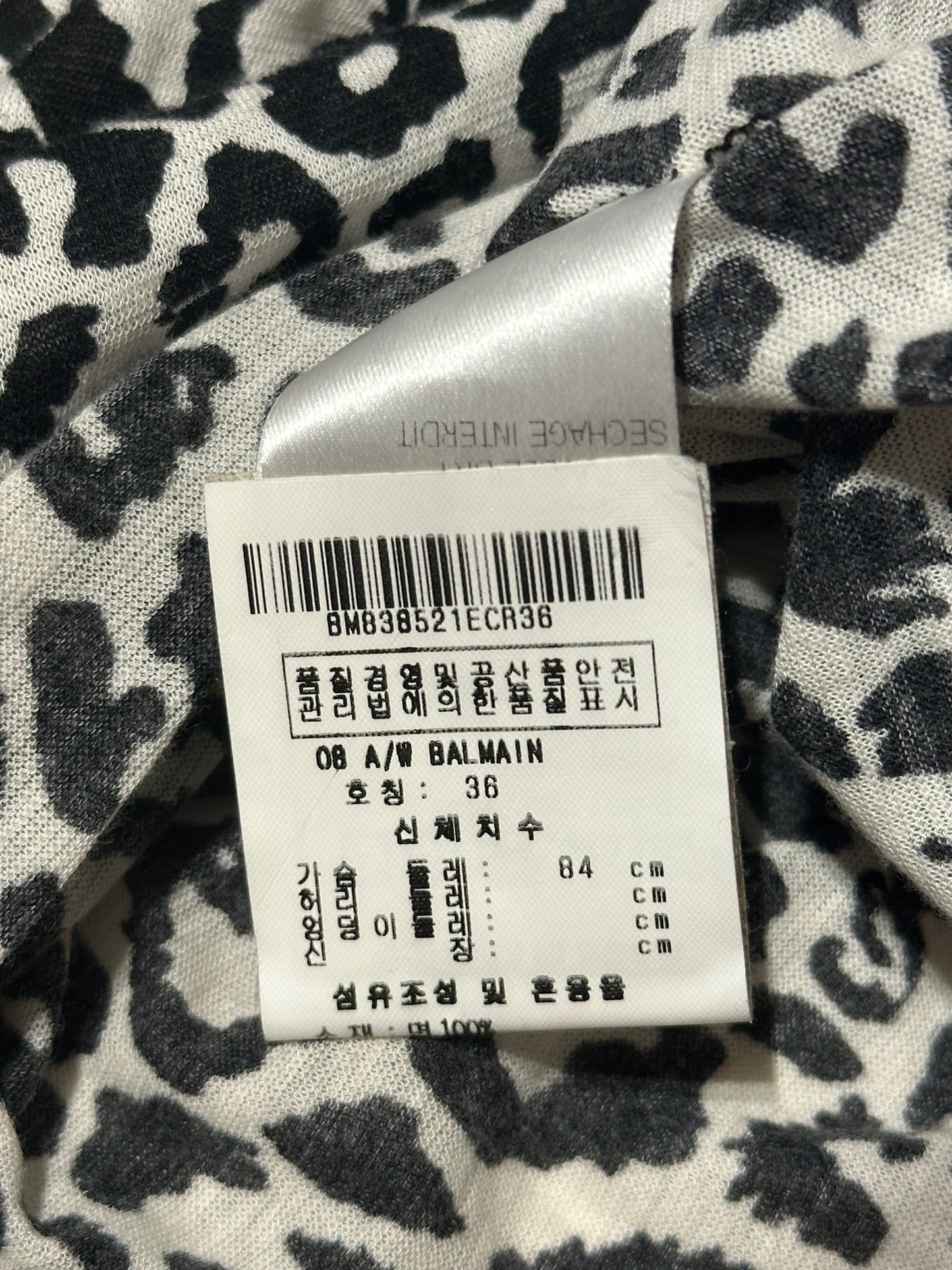 Balmain AW08 White Leopard Print Shirt