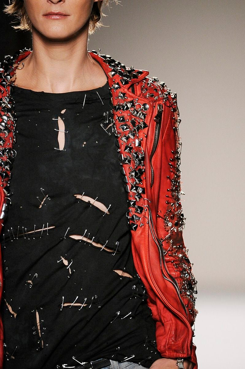 Balmain SS11 Runway Safety Pin Armored Leather Jacket