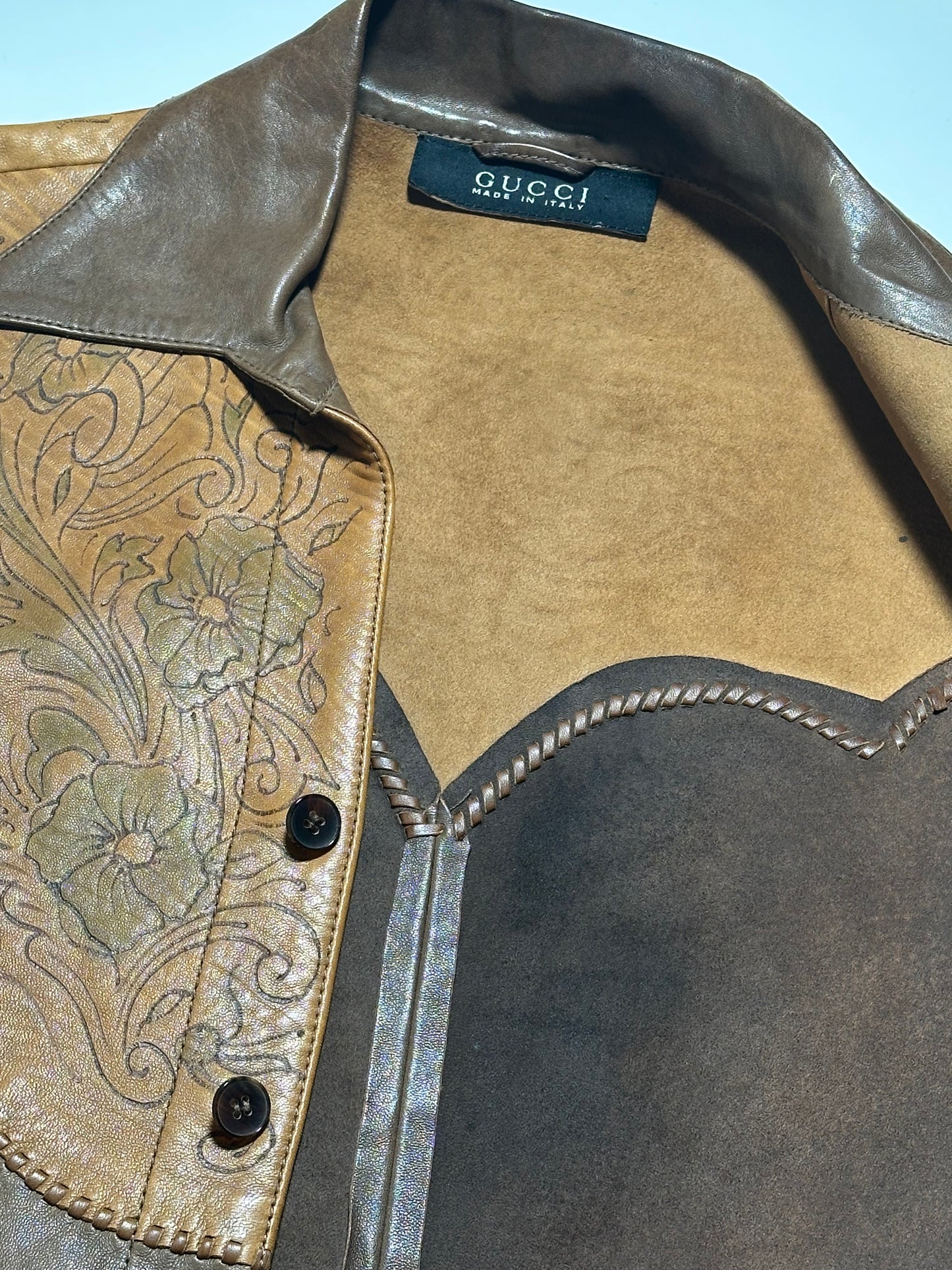 Gucci by Tom Ford SS04 Leather Western Shirt