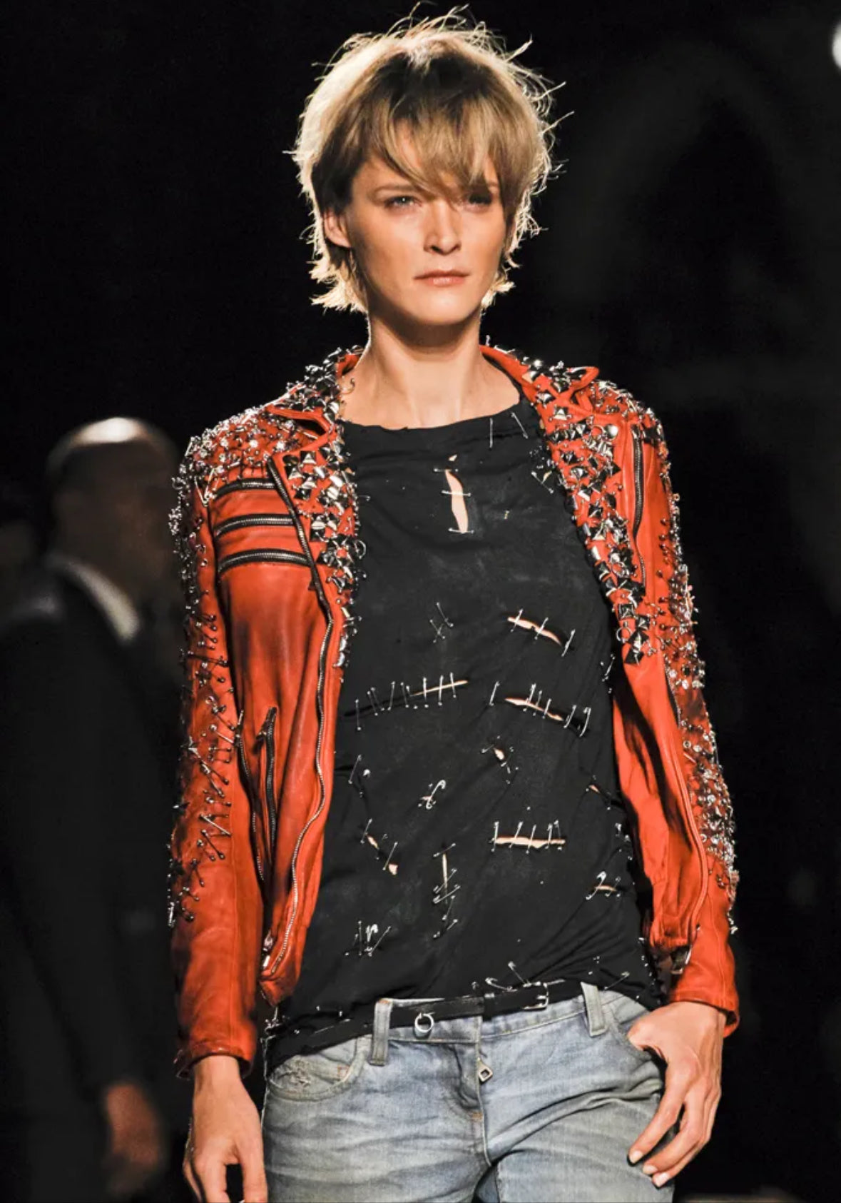 Balmain SS11 Runway Safety Pin Armored Leather Jacket