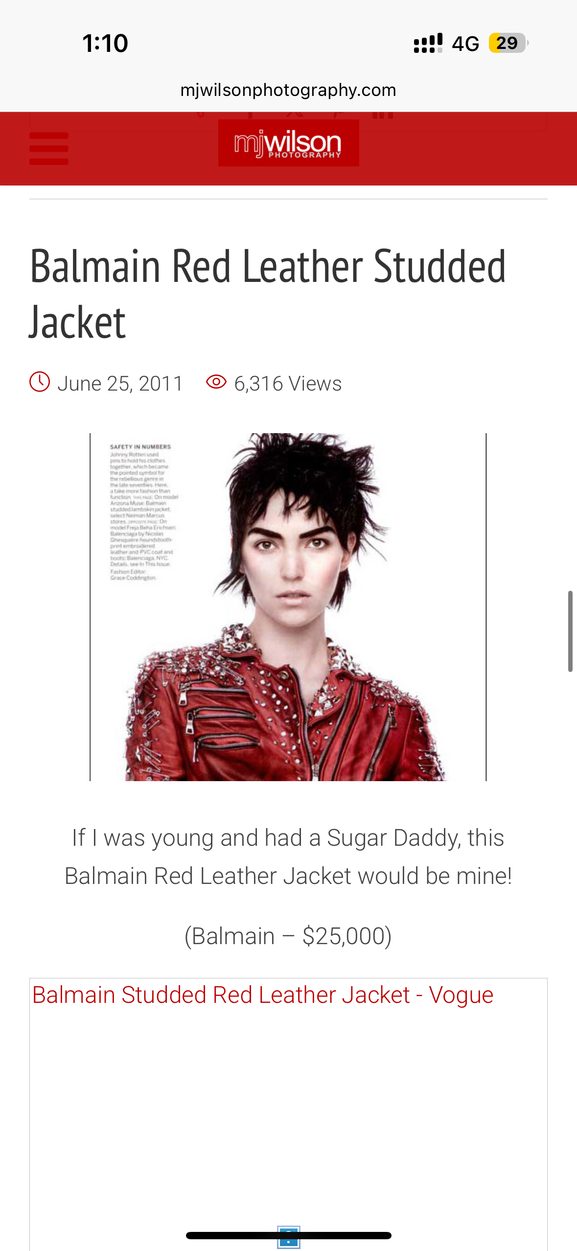 Balmain SS11 Runway Safety Pin Armored Leather Jacket