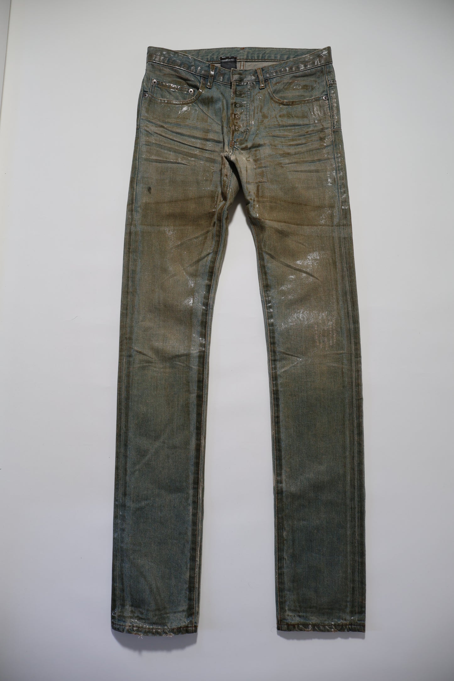 Dior Homme SS04 Bleu Claire Dirty Waxed Coating Denim