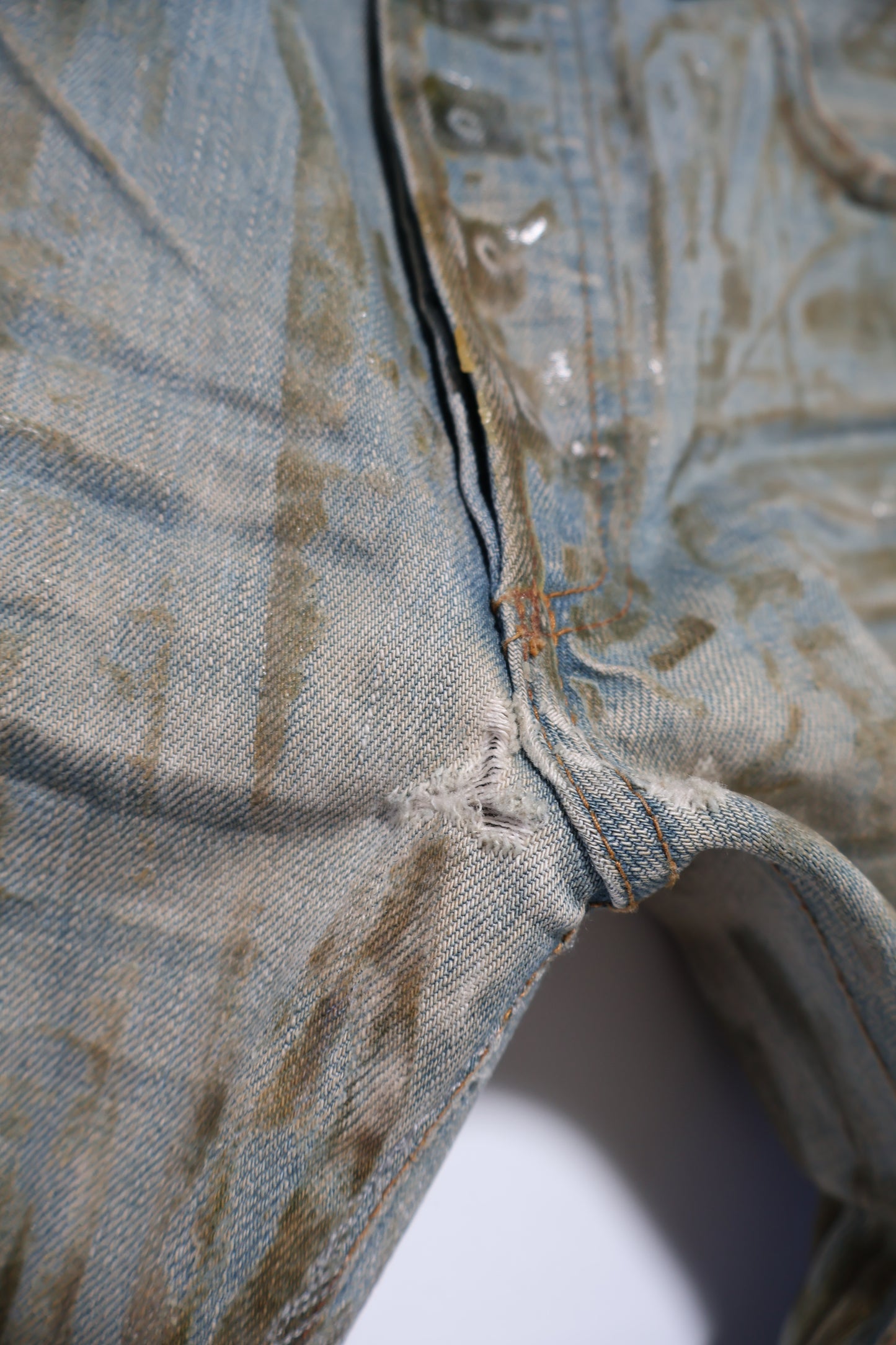 Dior Homme SS04 Bleu Claire Dirty Waxed Coating Denim