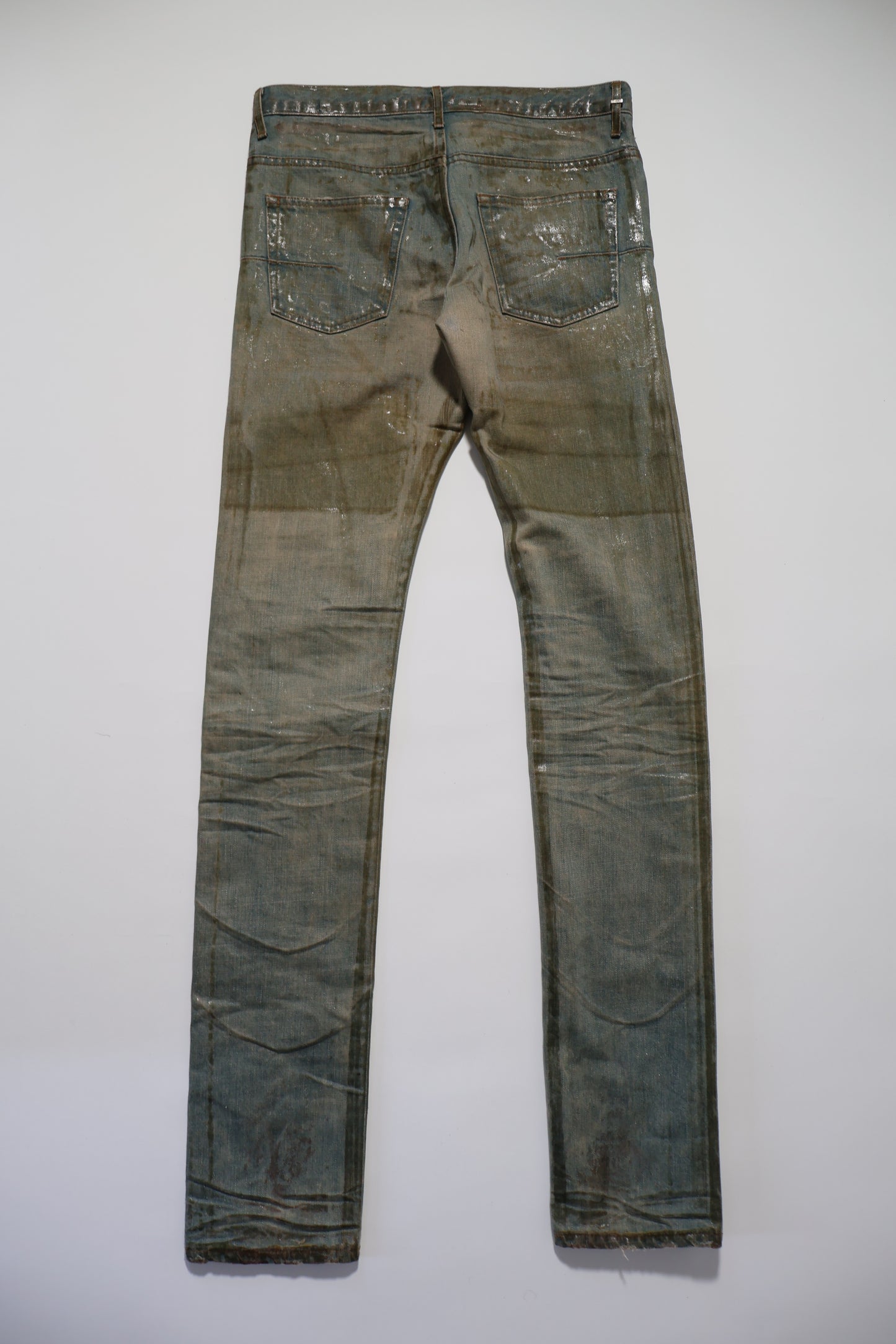 Dior Homme SS04 Bleu Claire Dirty Waxed Coating Denim
