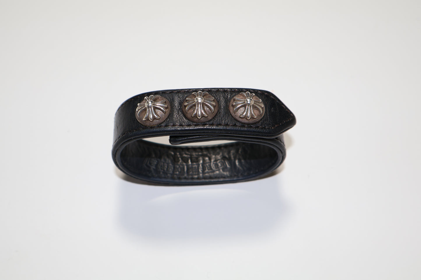Chrome Hearts Crossball Leather Snap Bracelet