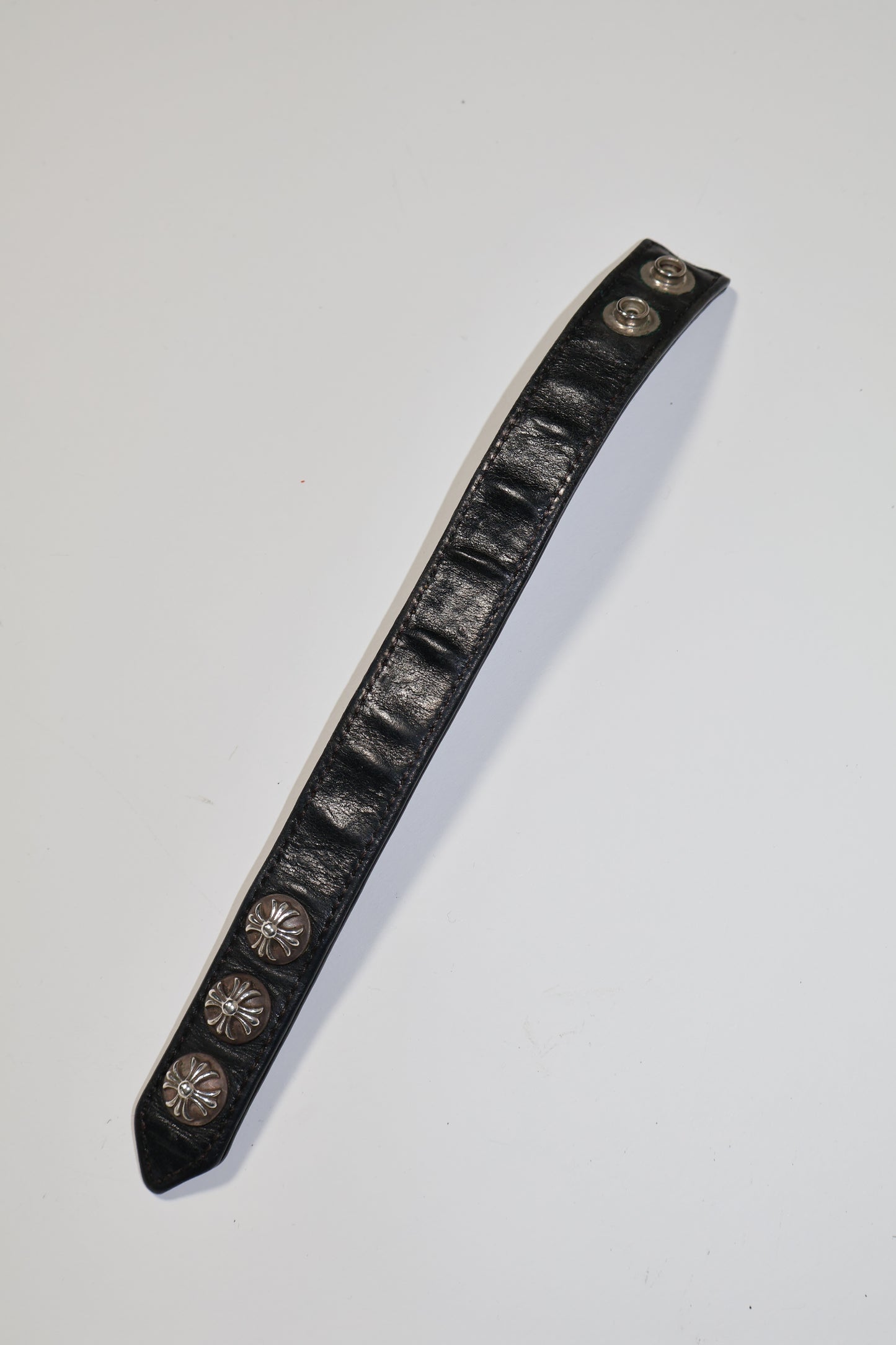 Chrome Hearts Crossball Leather Snap Bracelet