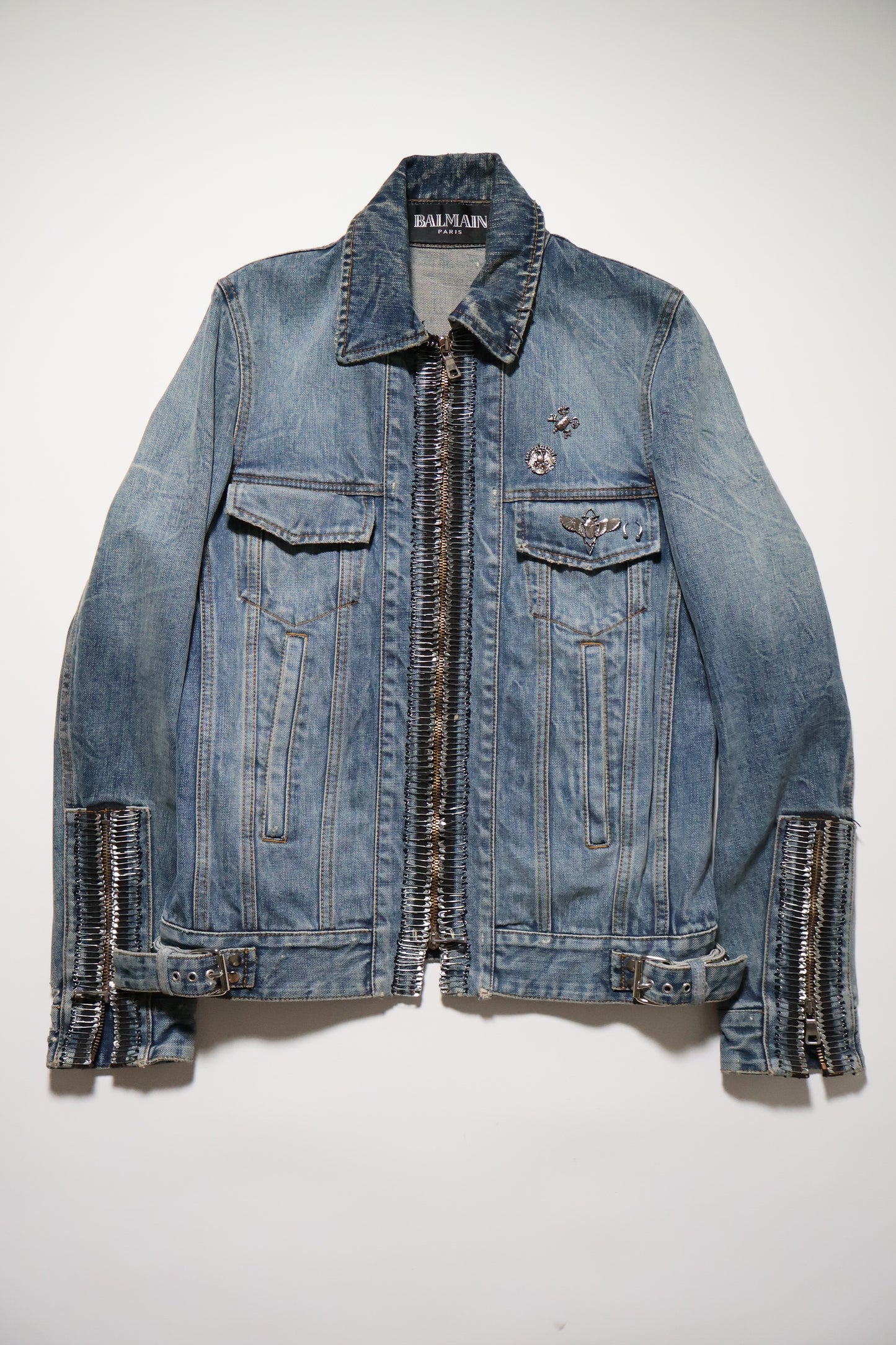 Balmain SS11 Safety Pin Denim Jacket