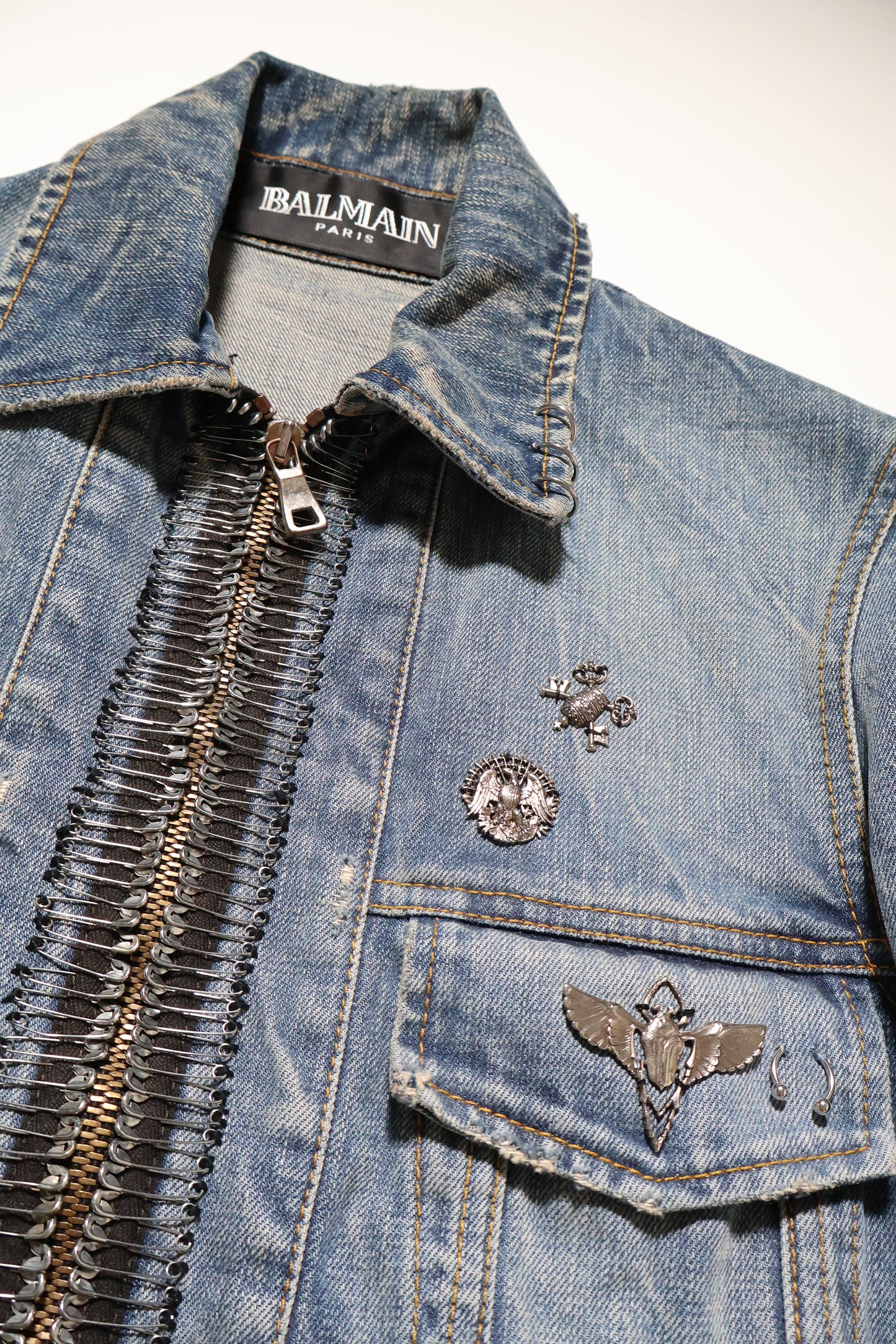 Balmain SS11 Safety Pin Denim Jacket