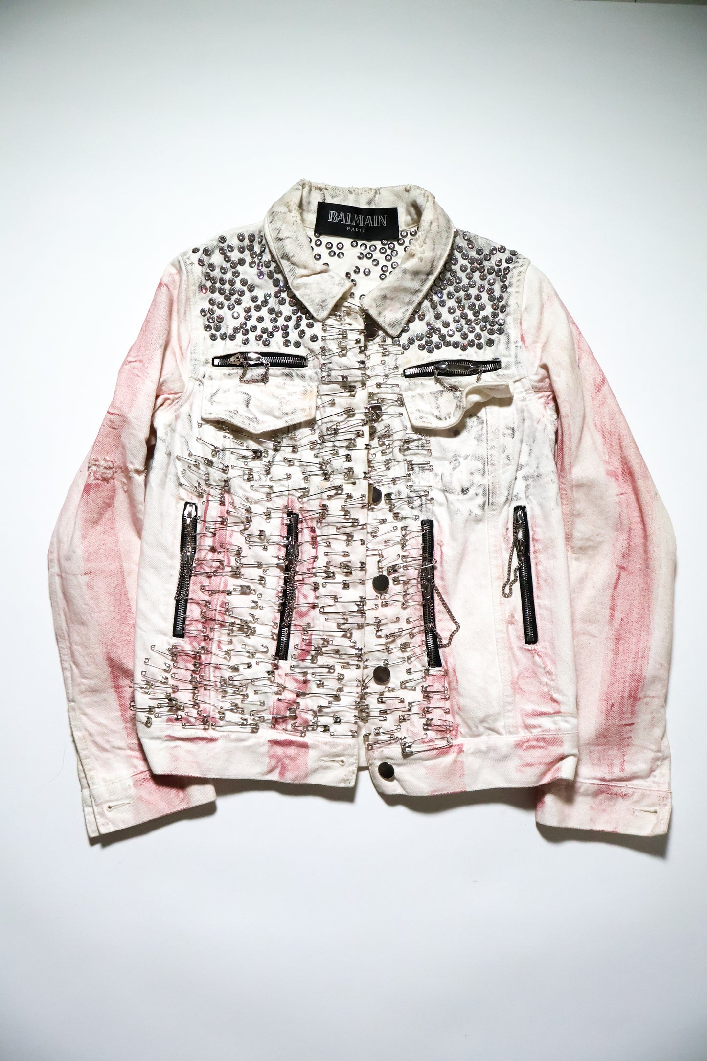 Balmain SS11 Runway American Flag Safety Pin Denim Jacket