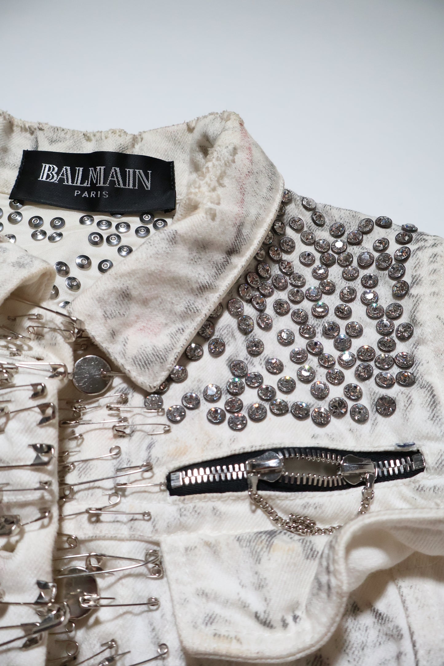 Balmain SS11 Runway American Flag Safety Pin Denim Jacket