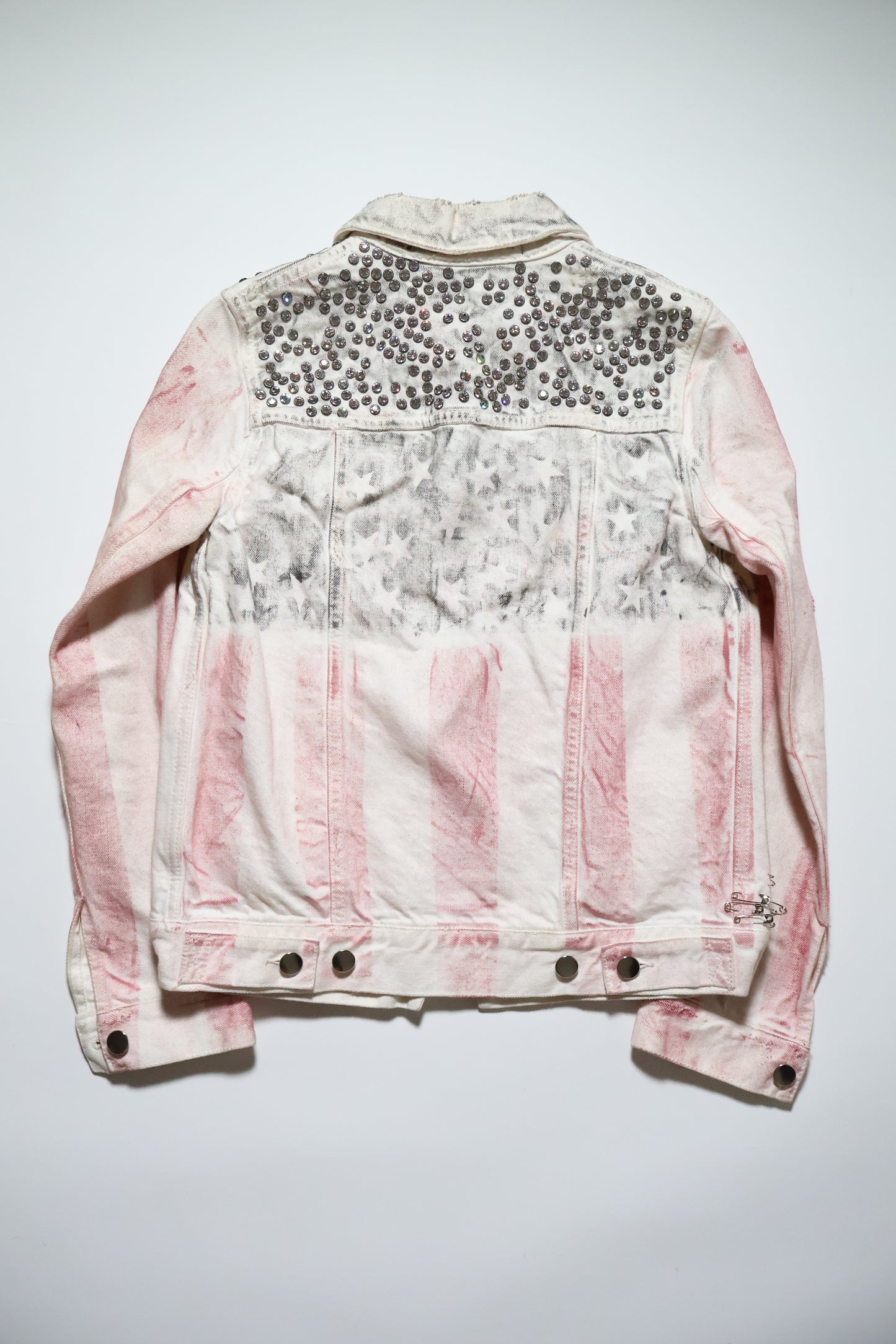 Balmain SS11 Runway American Flag Safety Pin Denim Jacket