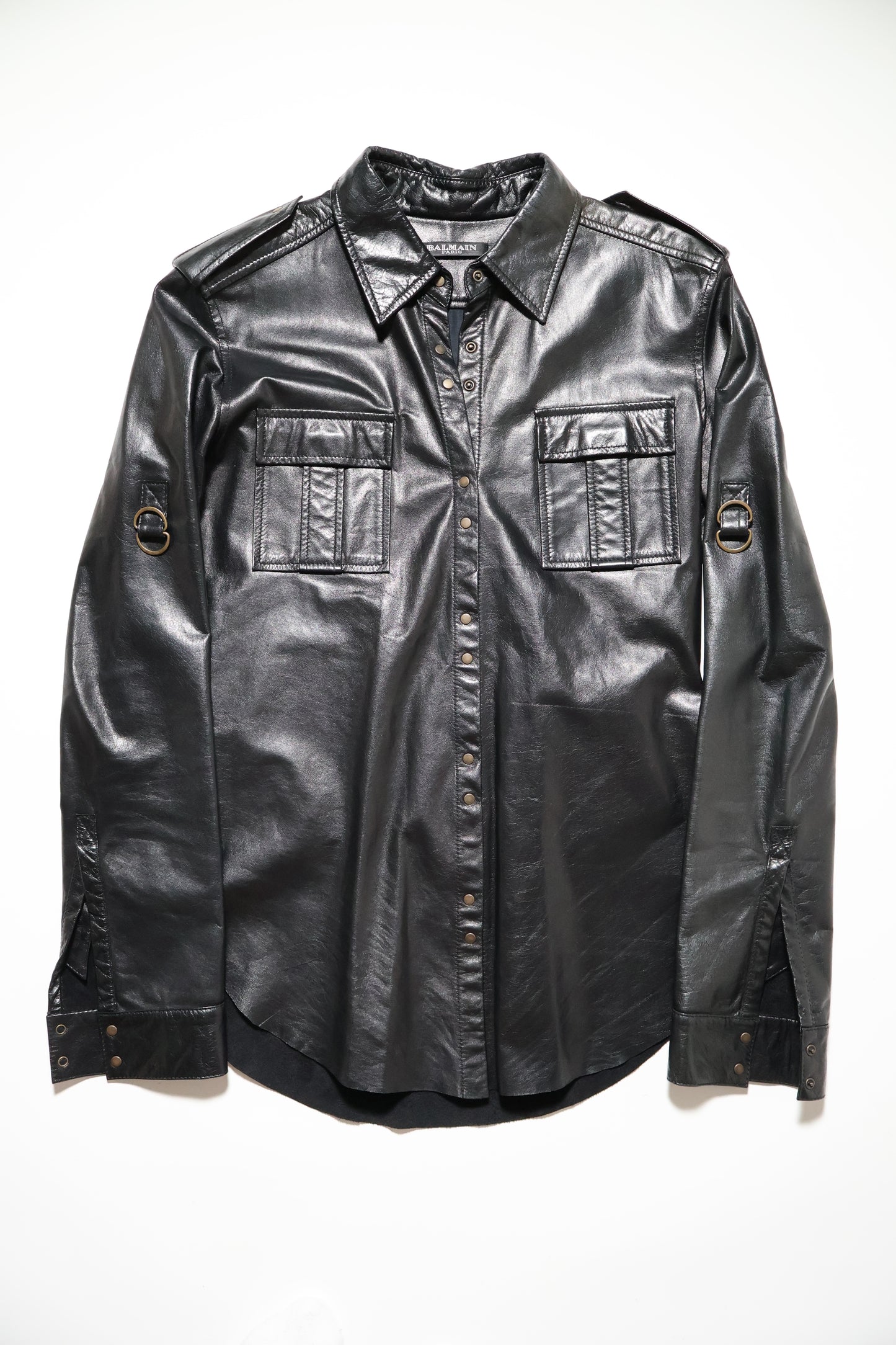 Balmain SS10 Hand Painted Studded Leather Shirt