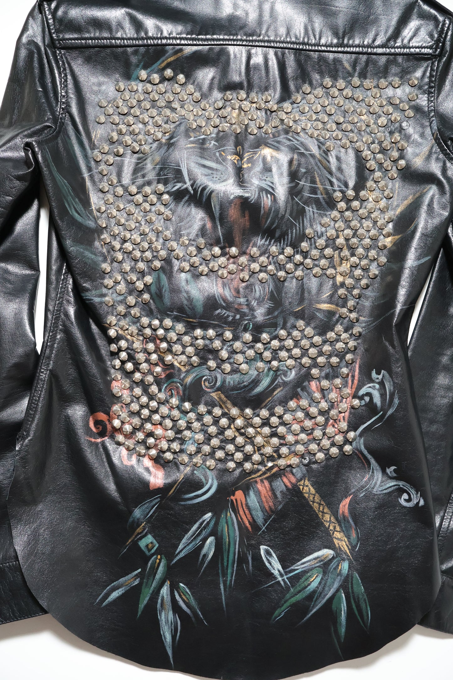Balmain SS10 Hand Painted Studded Leather Shirt