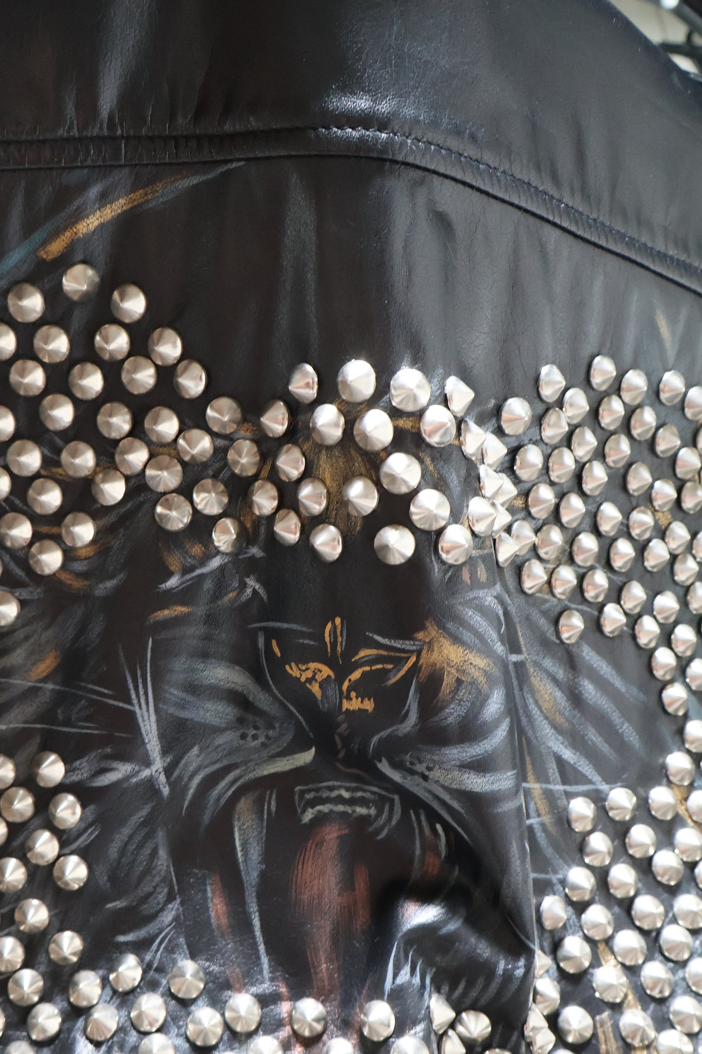 Balmain SS10 Hand Painted Studded Leather Shirt