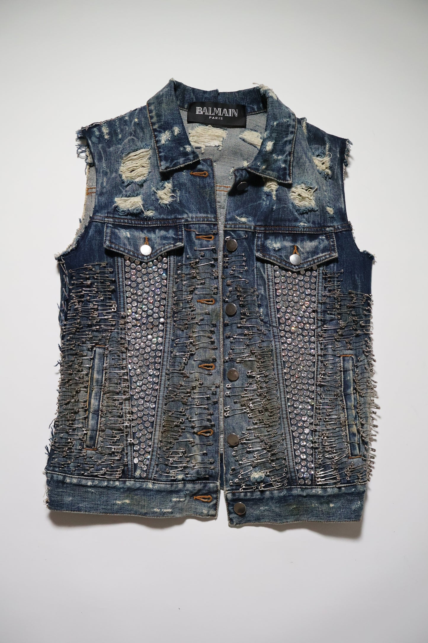 Balmain SS11 Runway Safety Pin Crystal Vest