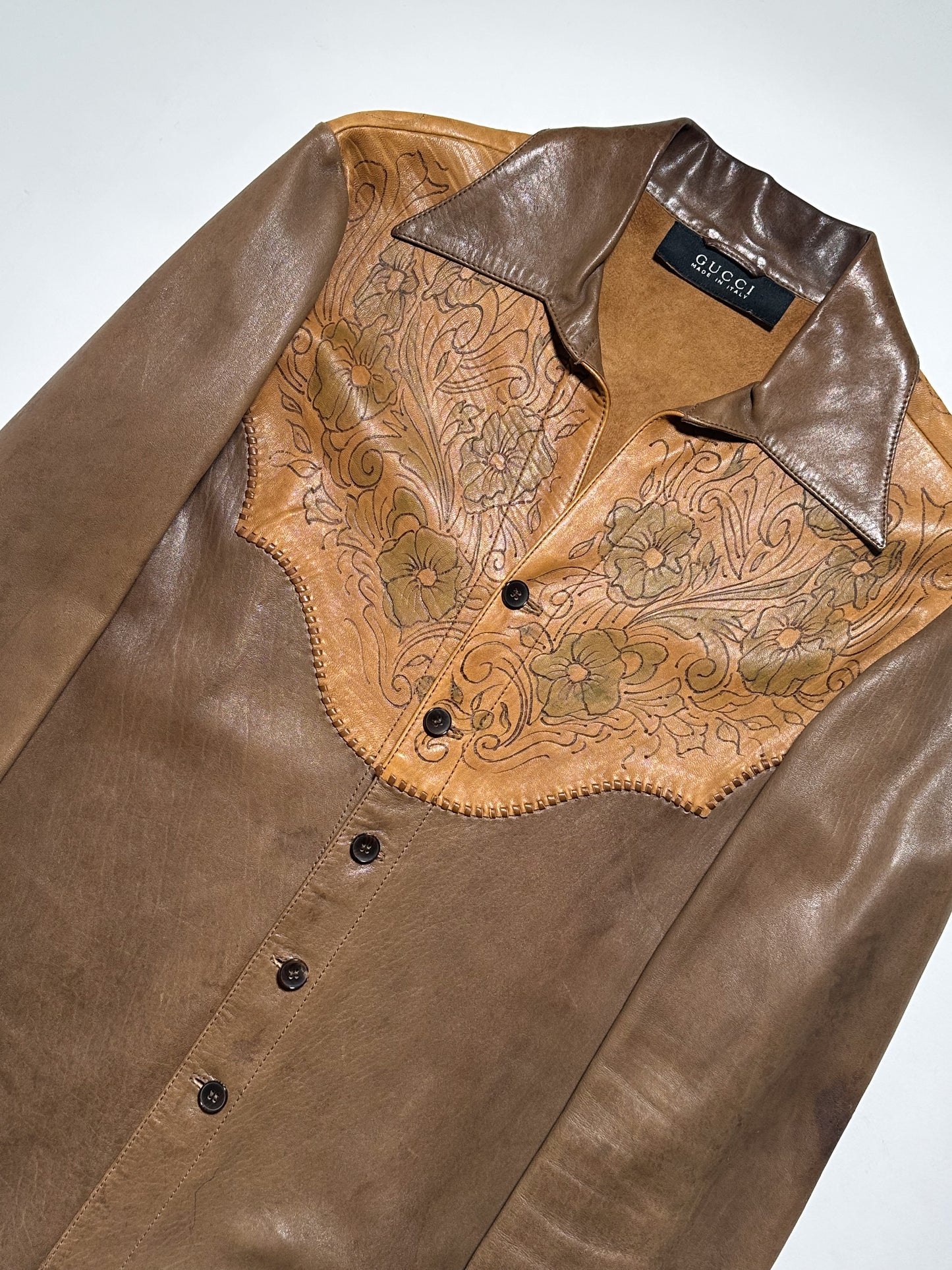 Gucci by Tom Ford SS04 Leather Western Shirt