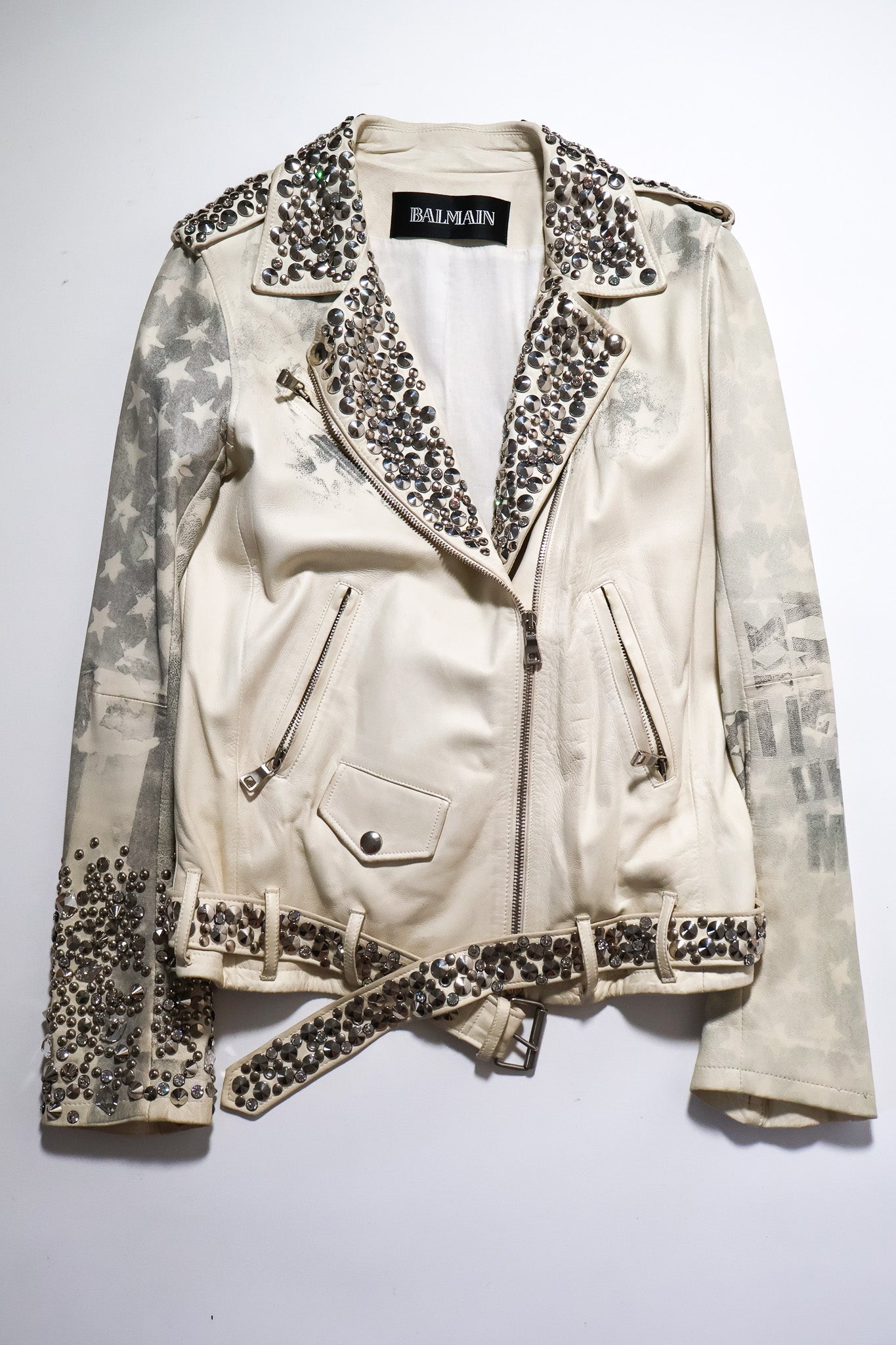Balmain SS11 Safety Pin Flag Leather Jacket