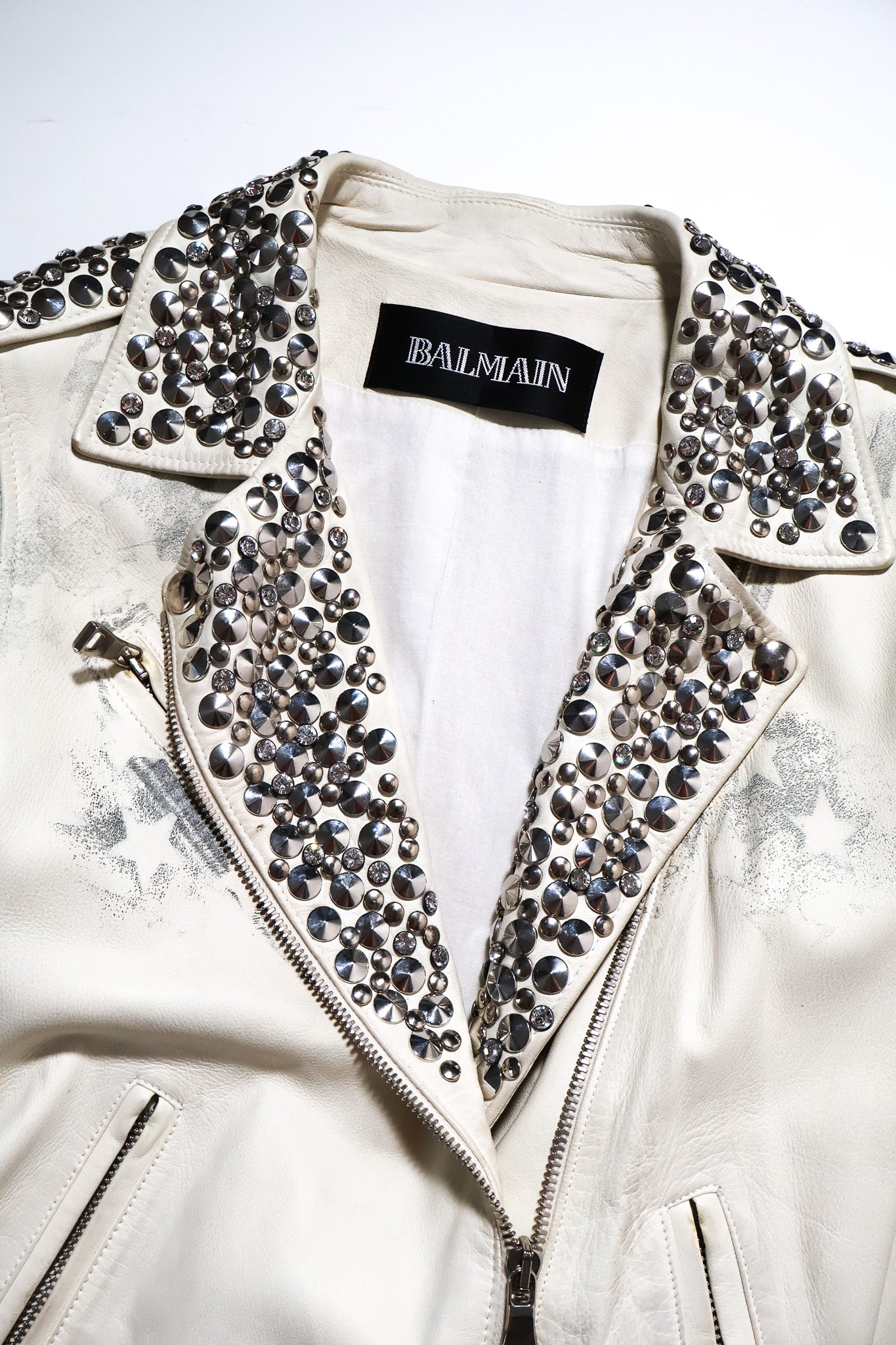 Balmain SS11 Safety Pin Flag Leather Jacket