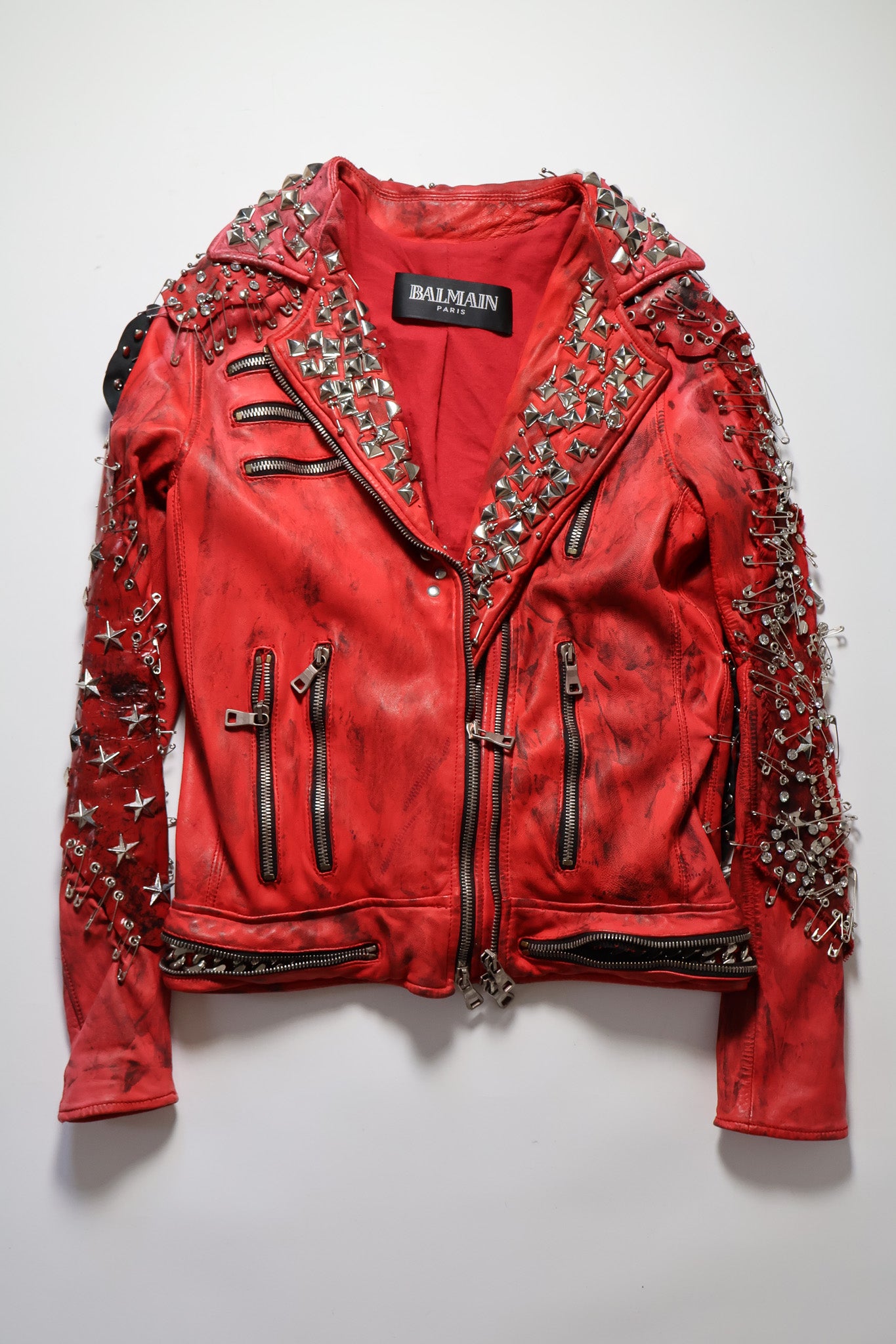 Balmain SS11 Runway Safety Pin Armored Leather Jacket