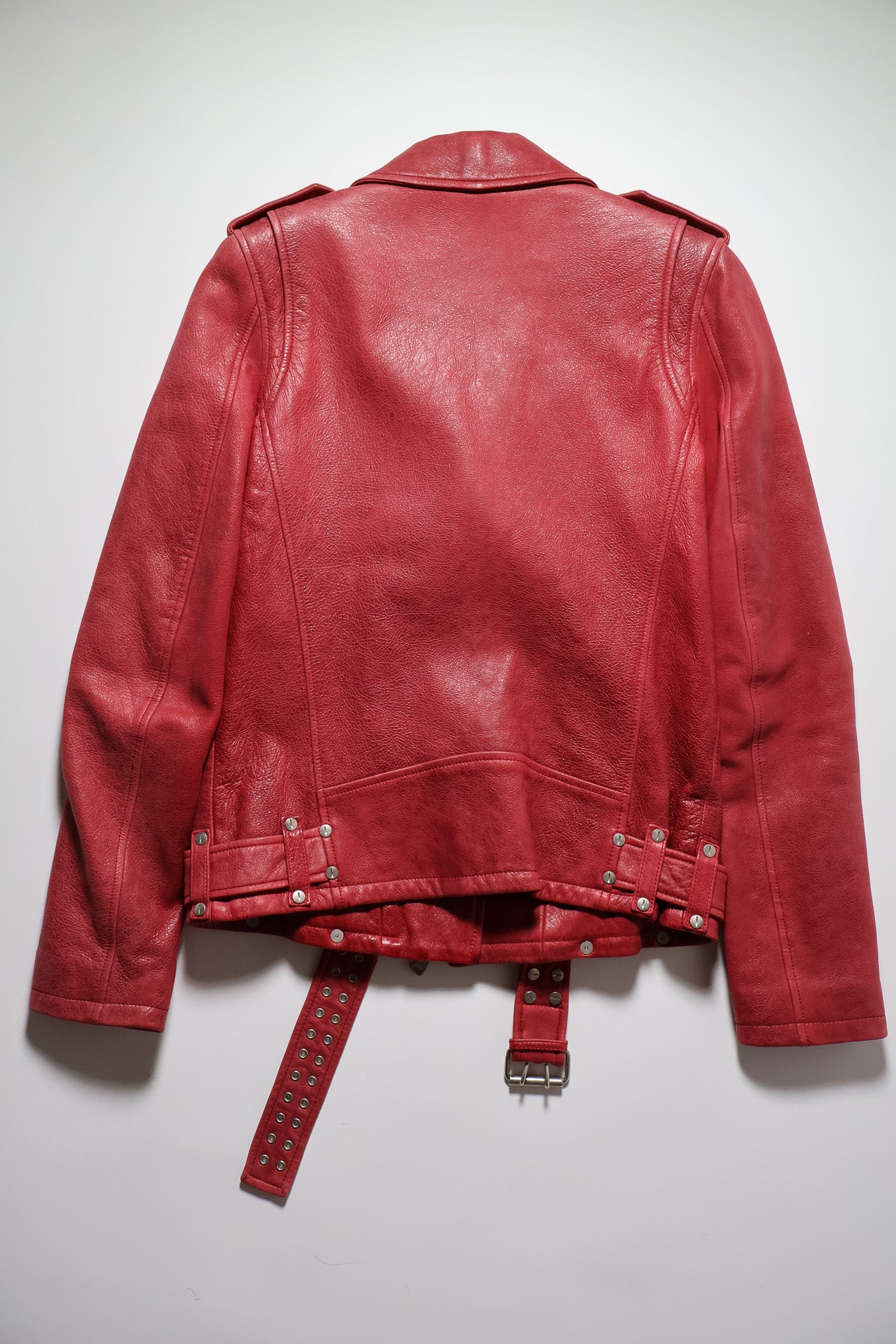 Balmain SS11 Pin Red Leather Jacket