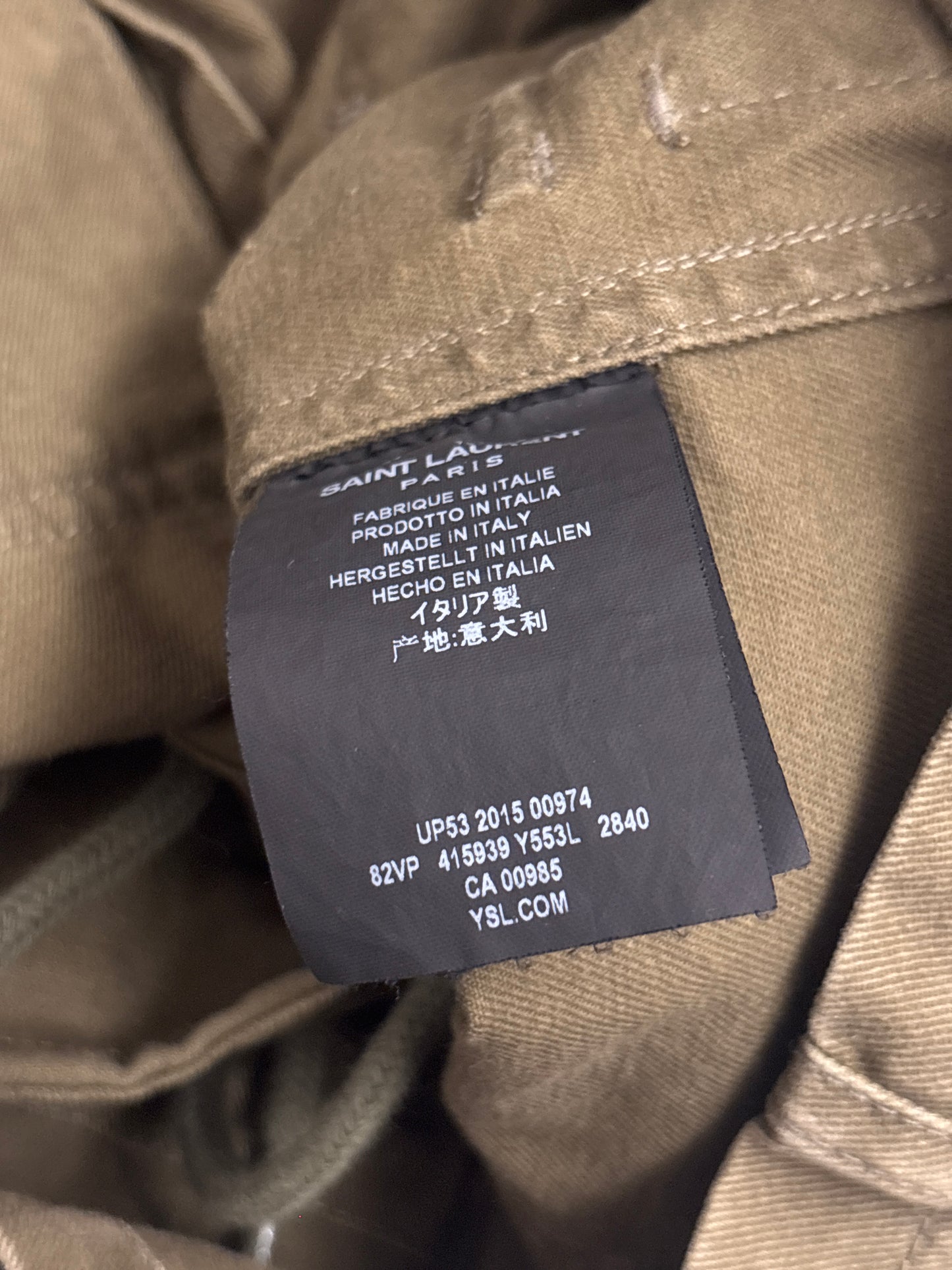Saint Laurent Paris SS16 Military Jacket
