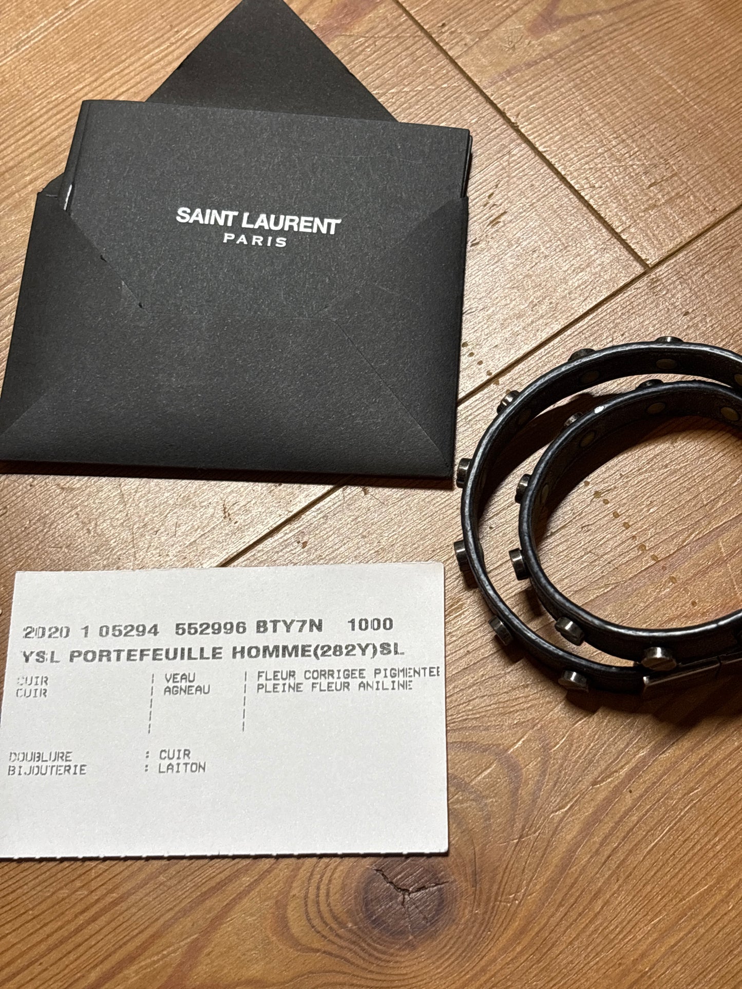 Saint Laurent SS20 Double Wrap Leather Screw Stud Bracelet
