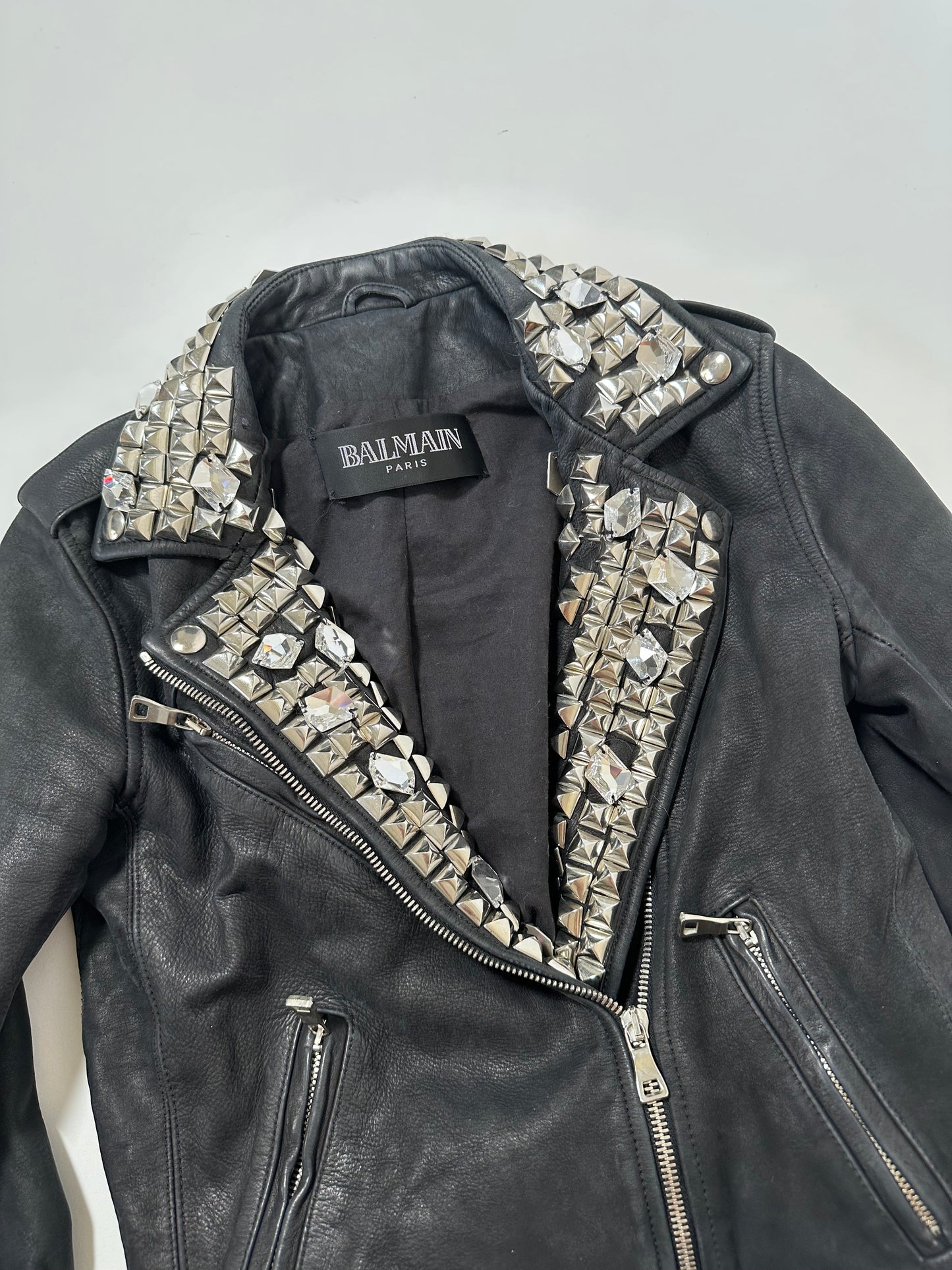 Balmain SS11 Studded Crystal Biker Jacket