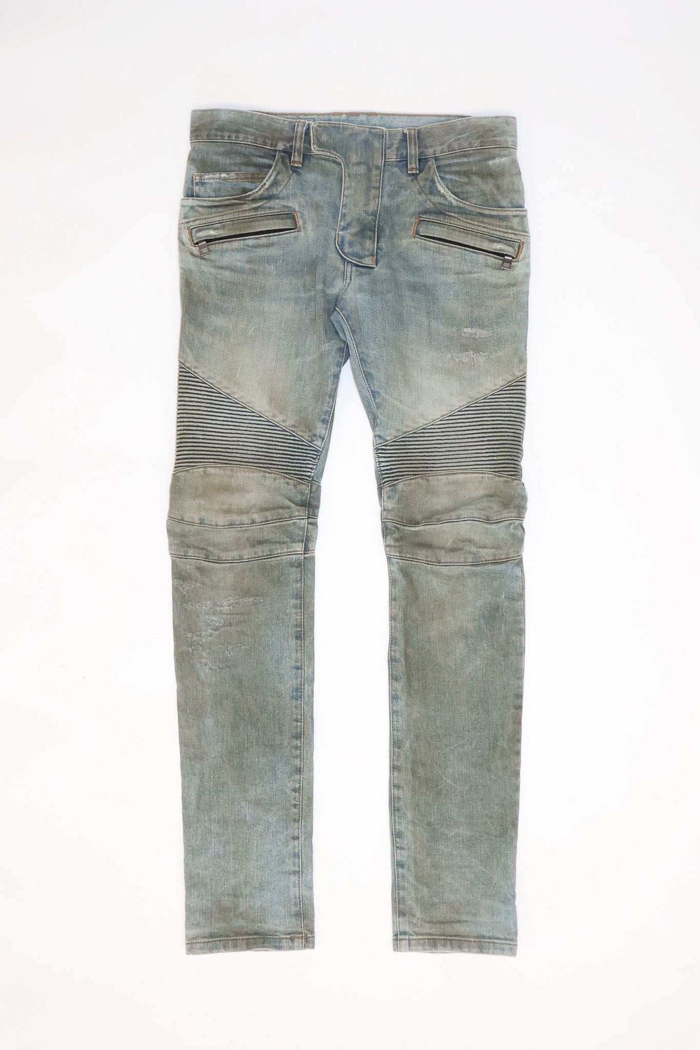 Balmain SS15 Mudwash Biker Denim