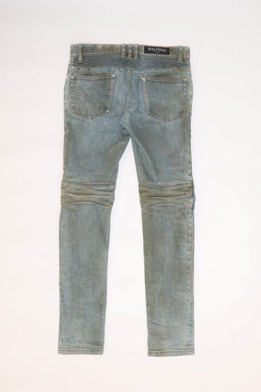 Balmain SS15 Mudwash Biker Denim
