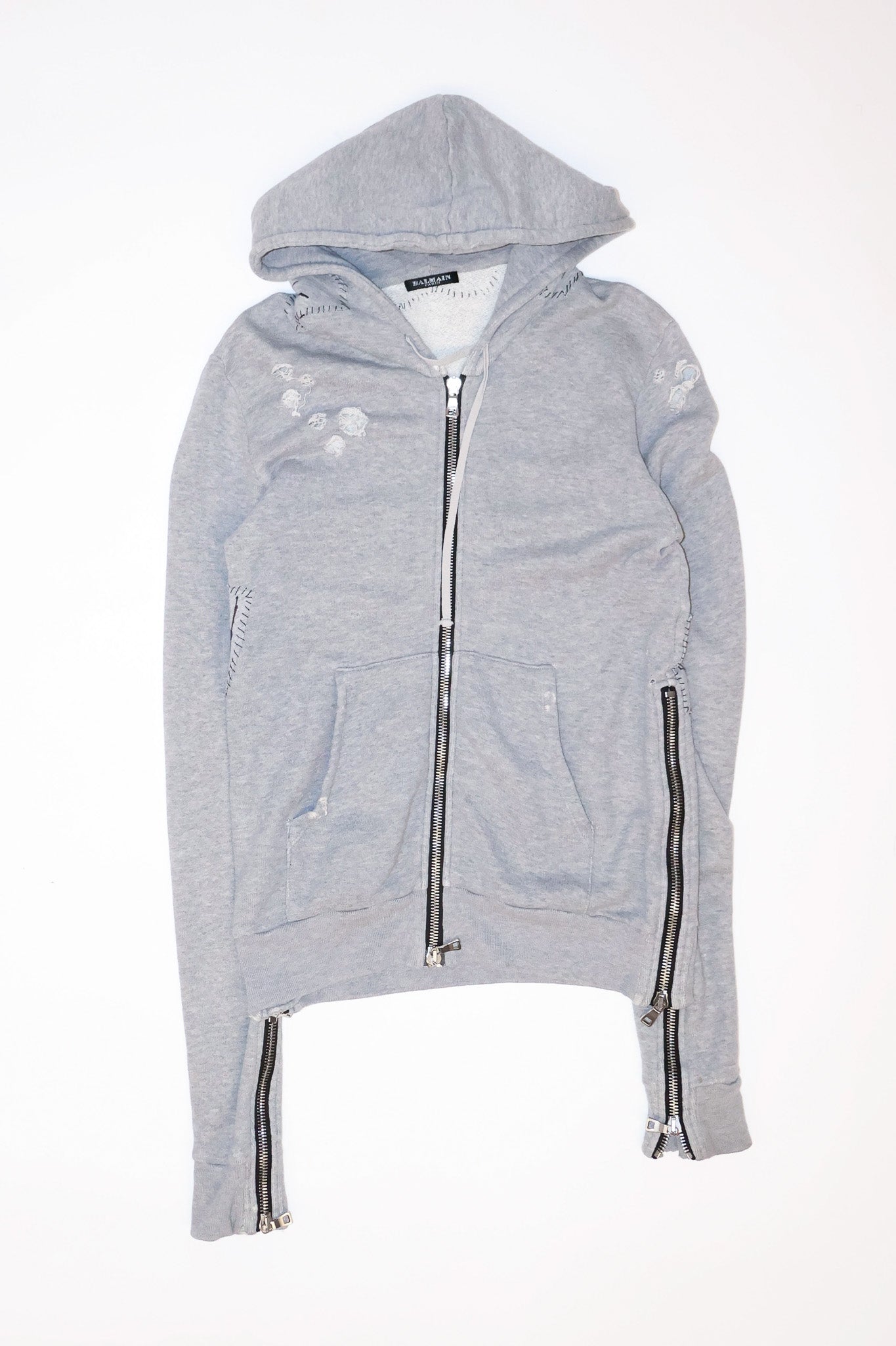 Balmain SS11 Patch Distressed Hoodie