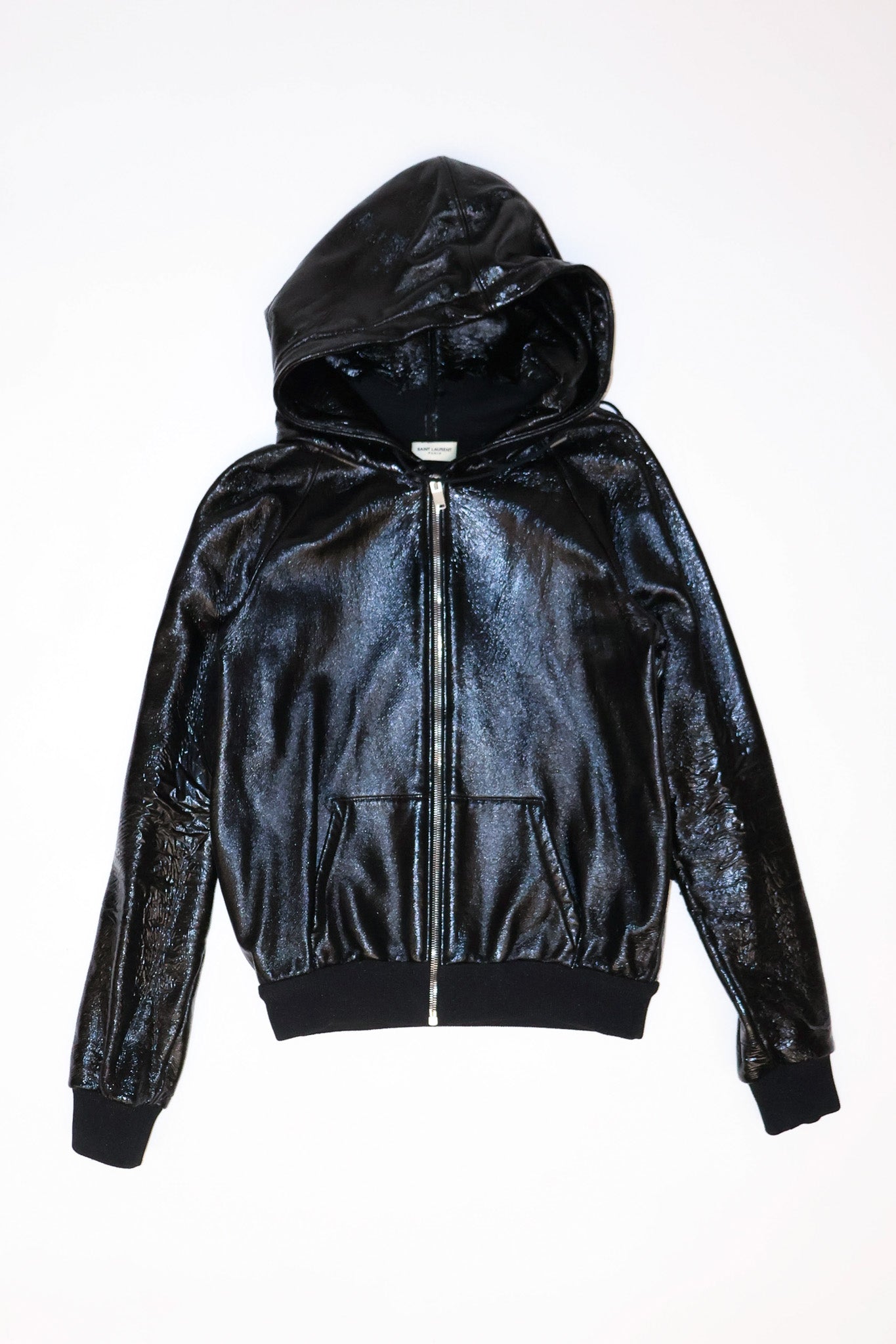 Saint Laurent Paris SS16 Coated Bomber Hoodie