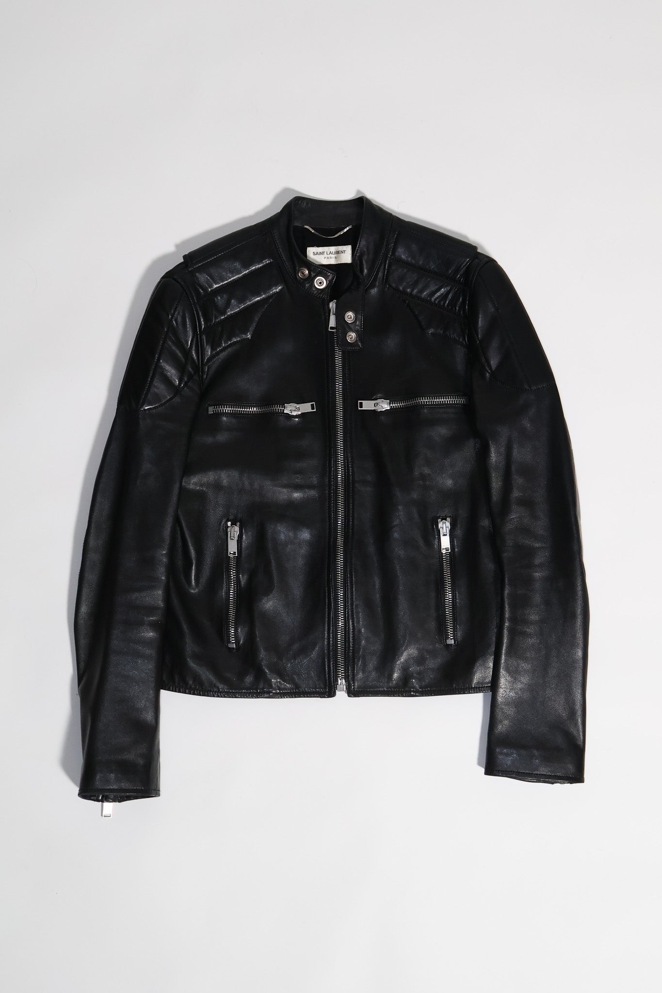 Saint Laurent Paris SS14 Padded Cafe Racer Leather Jacket
