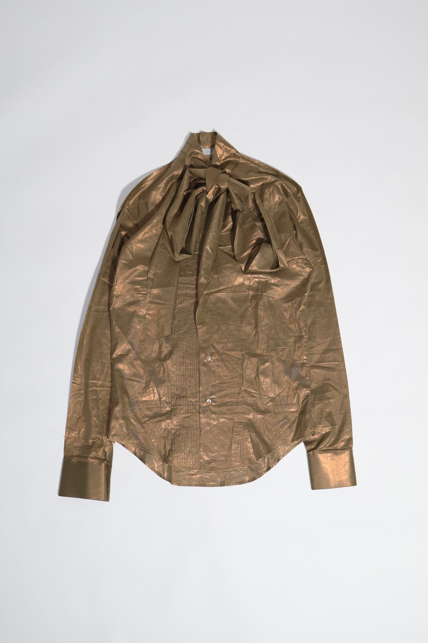 Dior Homme AW05 Gold Silk Pussybow Shirt