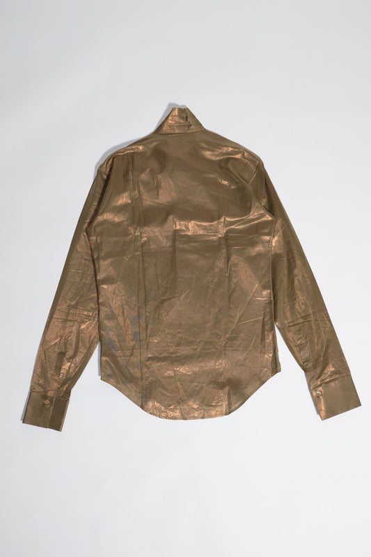 Dior Homme AW05 Gold Silk Pussybow Shirt