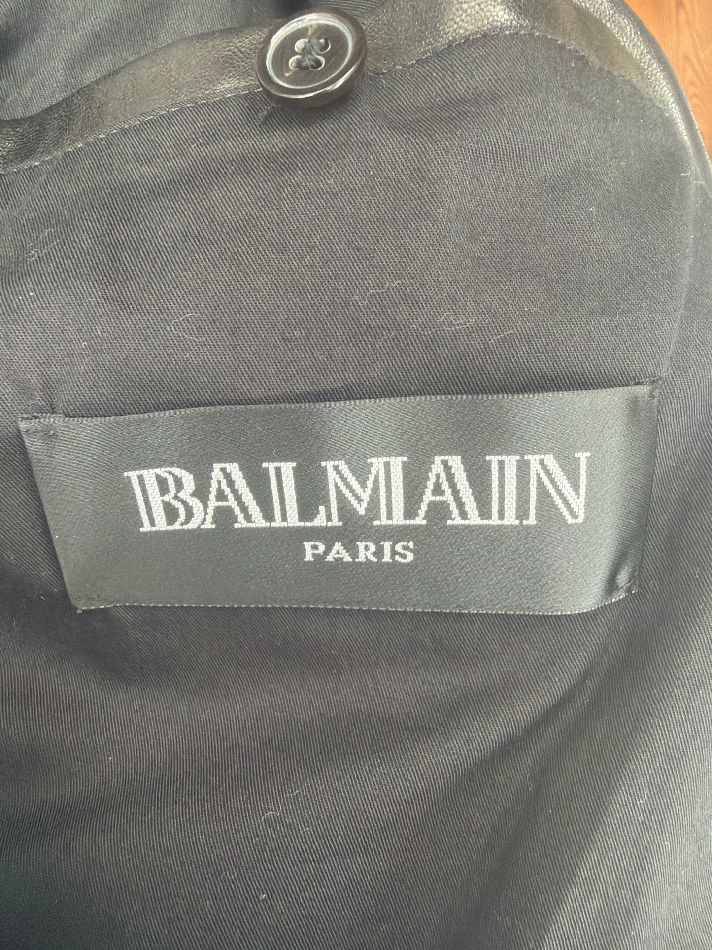 Balmain SS15 Padded Sleeve Leather Jacket