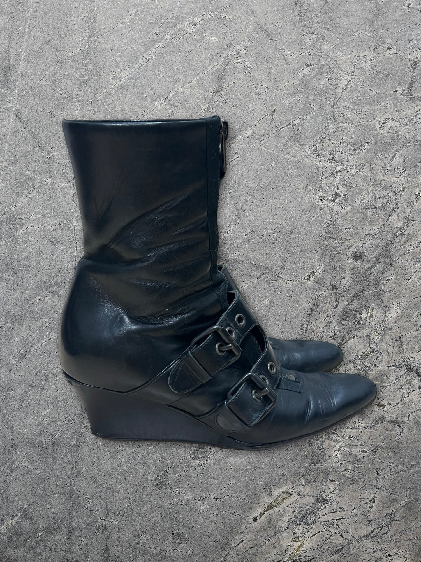 Helmut Lang Double Strap Wedge Boots