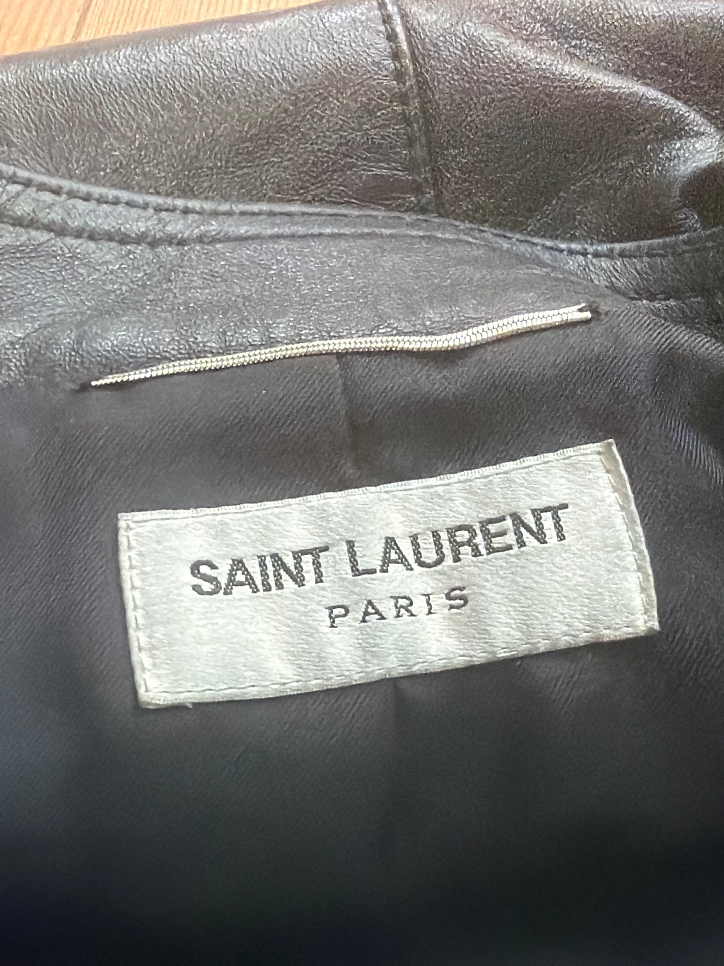 Saint Laurent SS16 Sample Sequin Palm Tree Cafe Racer Leather Jacket