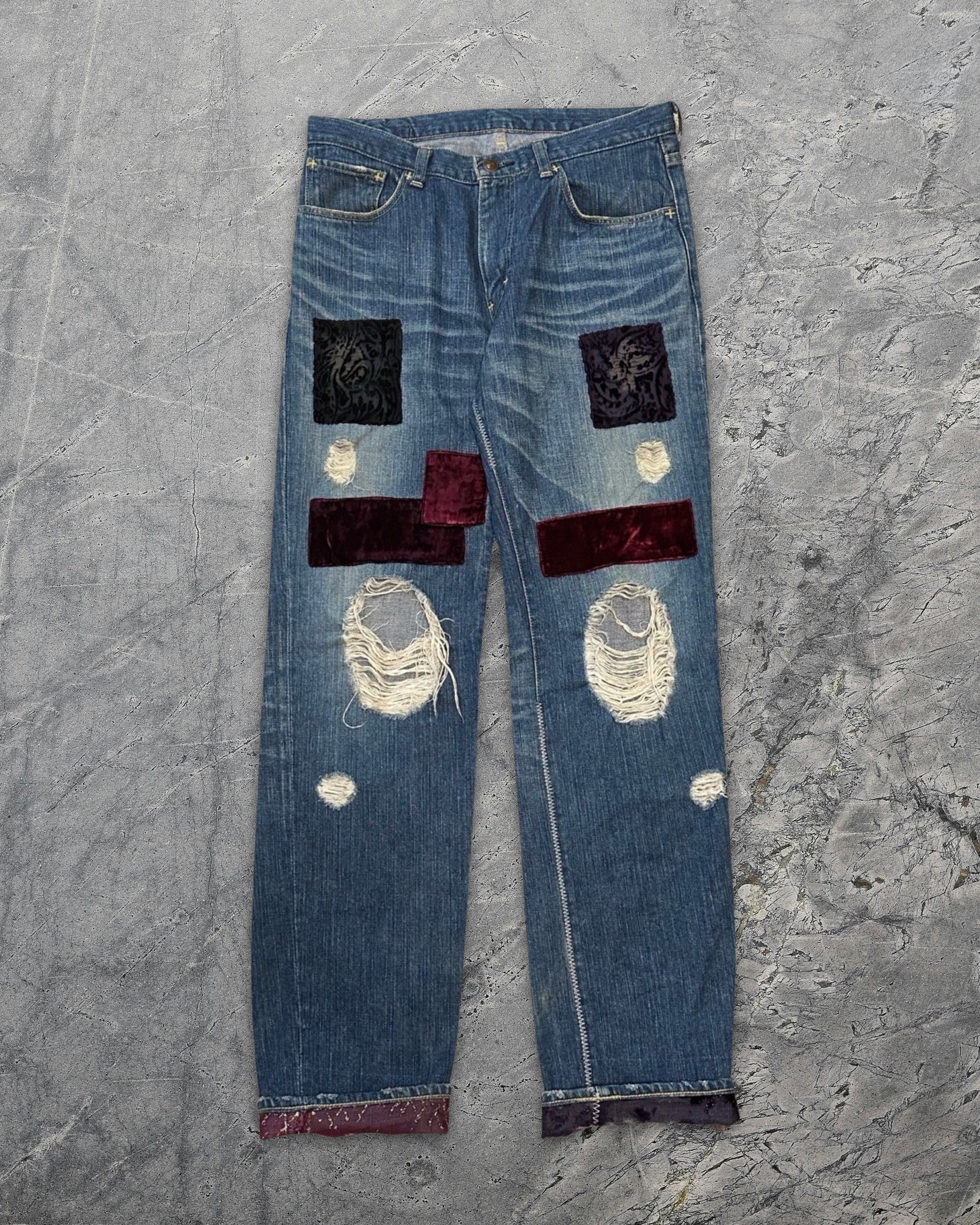 Number (N)ine SSAW03 Velvet Patch Kurt Denim Touch Me I'm Sick