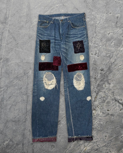 Number (N)ine SSAW03 Velvet Patch Kurt Denim Touch Me I'm Sick