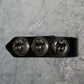 Chrome Hearts Rolling Stones 3 Snap Leather Stud Bracelet Black