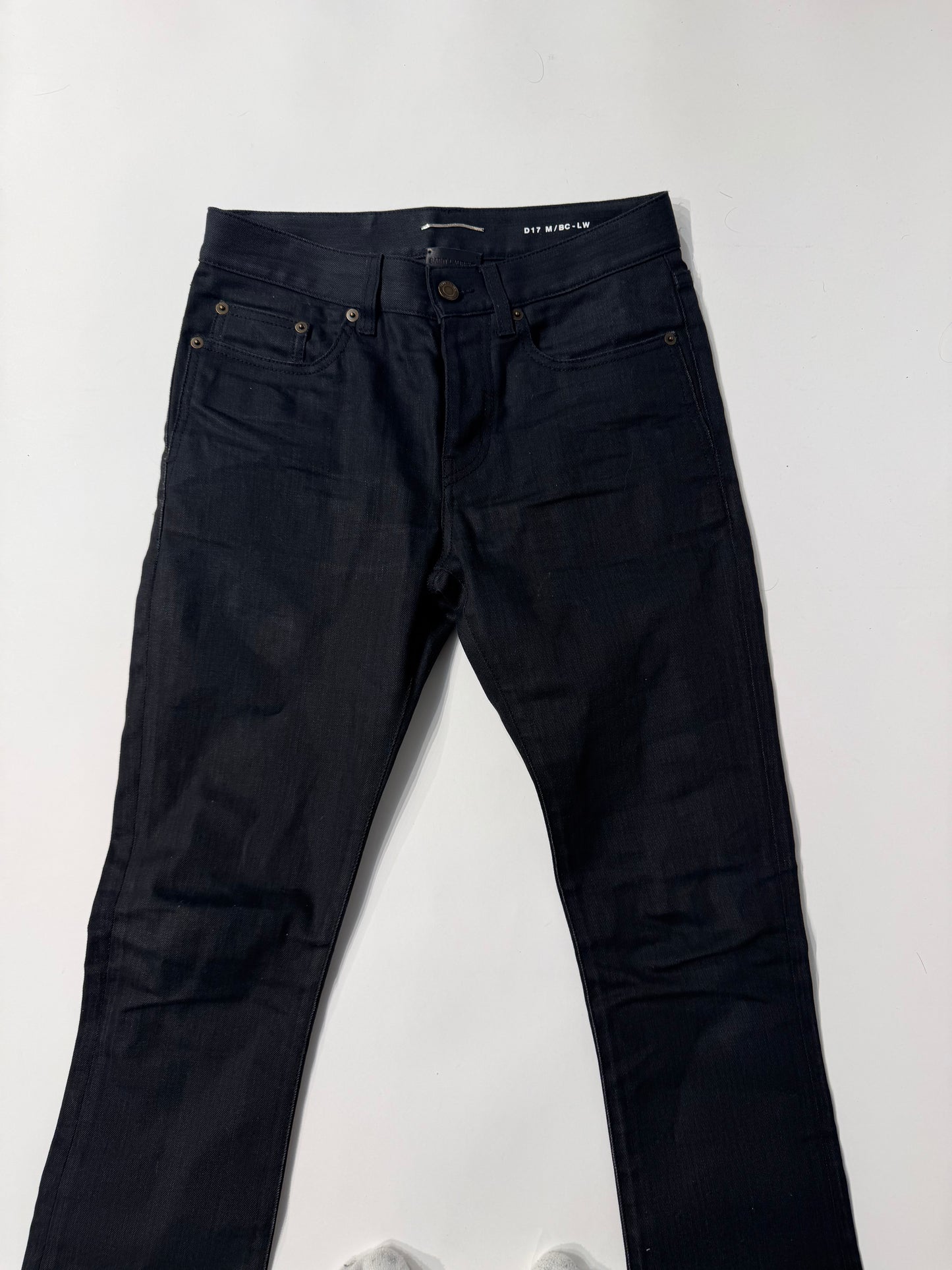 Saint Laurent Paris SS19 Waxed D17 Bootcut Denim