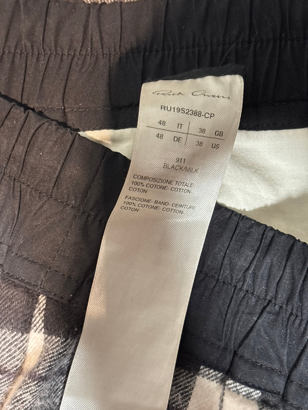 Rick Owens SS19 Plaid Sweat Pants