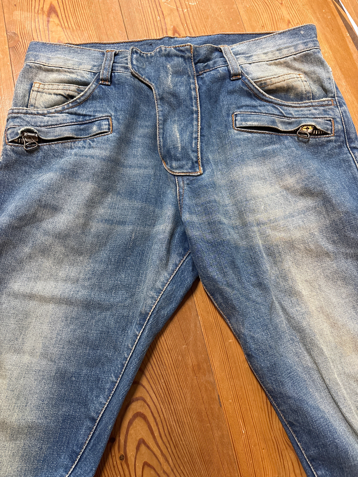 Balmain SS10  Wire Zip Biker Jeans