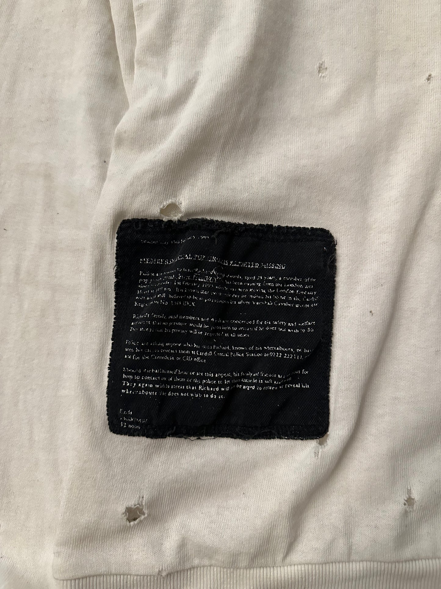 Raf Simons AW01 Riot Patch Distressed Sweater